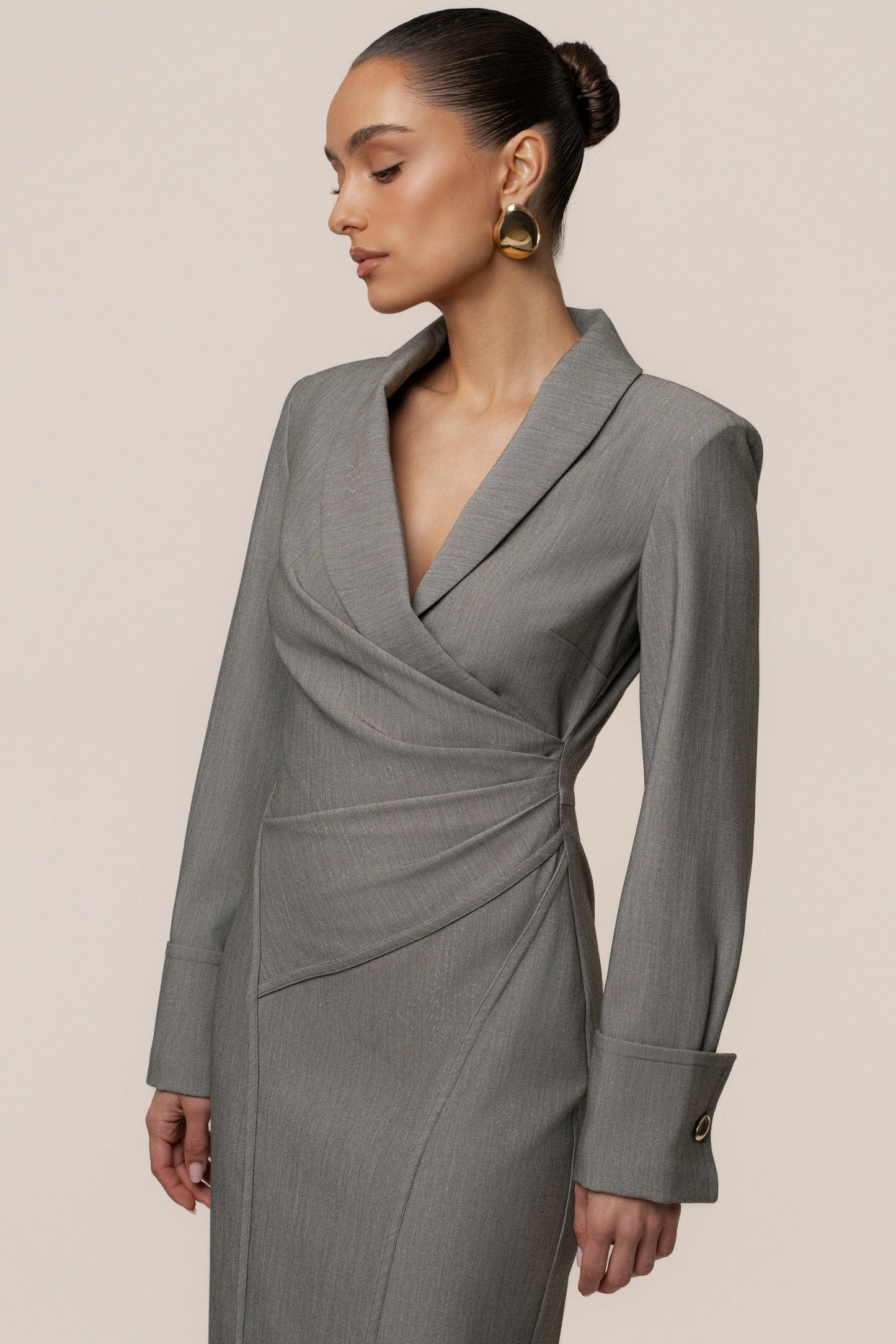 Grey Manifest Blazer Midi Dress JLUXLABEL