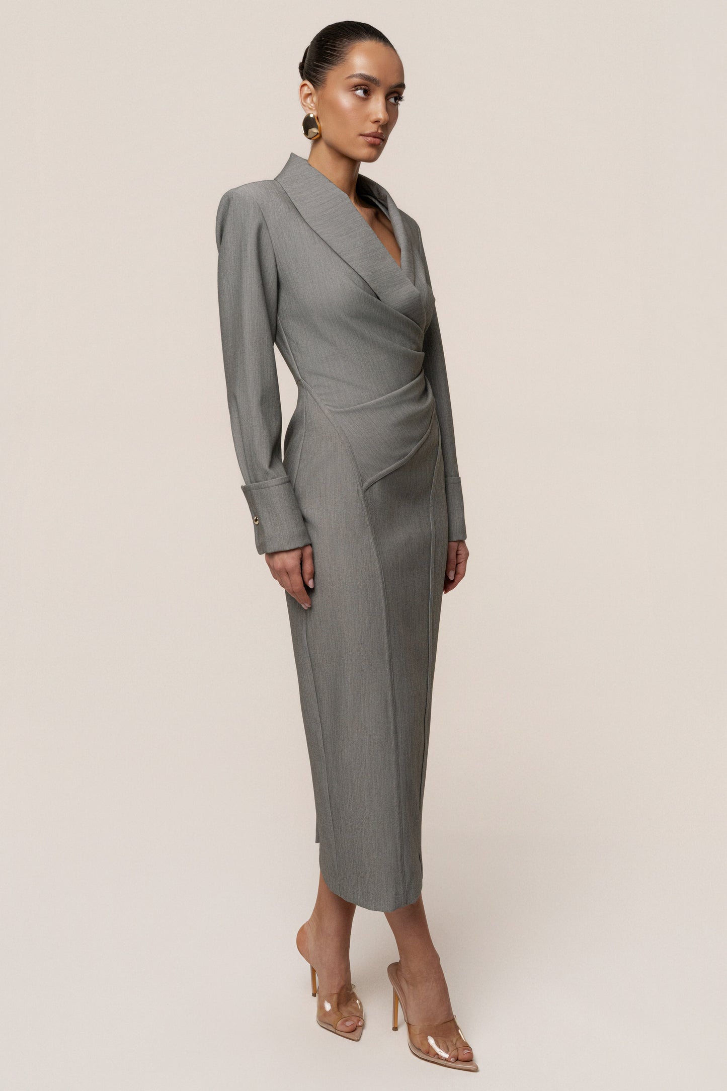 Grey Manifest Blazer Midi Dress JLUXLABEL