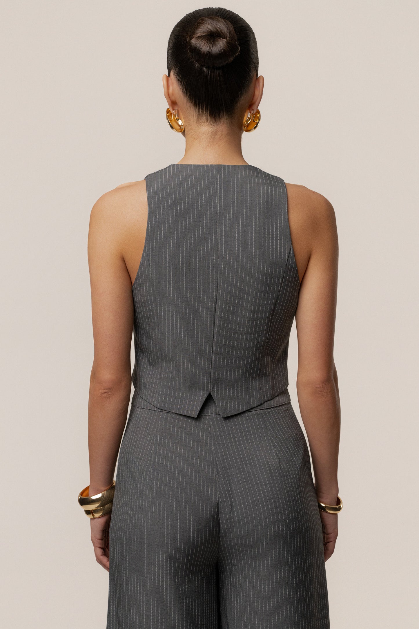Grey Relaxed Pinstripe Pant Set