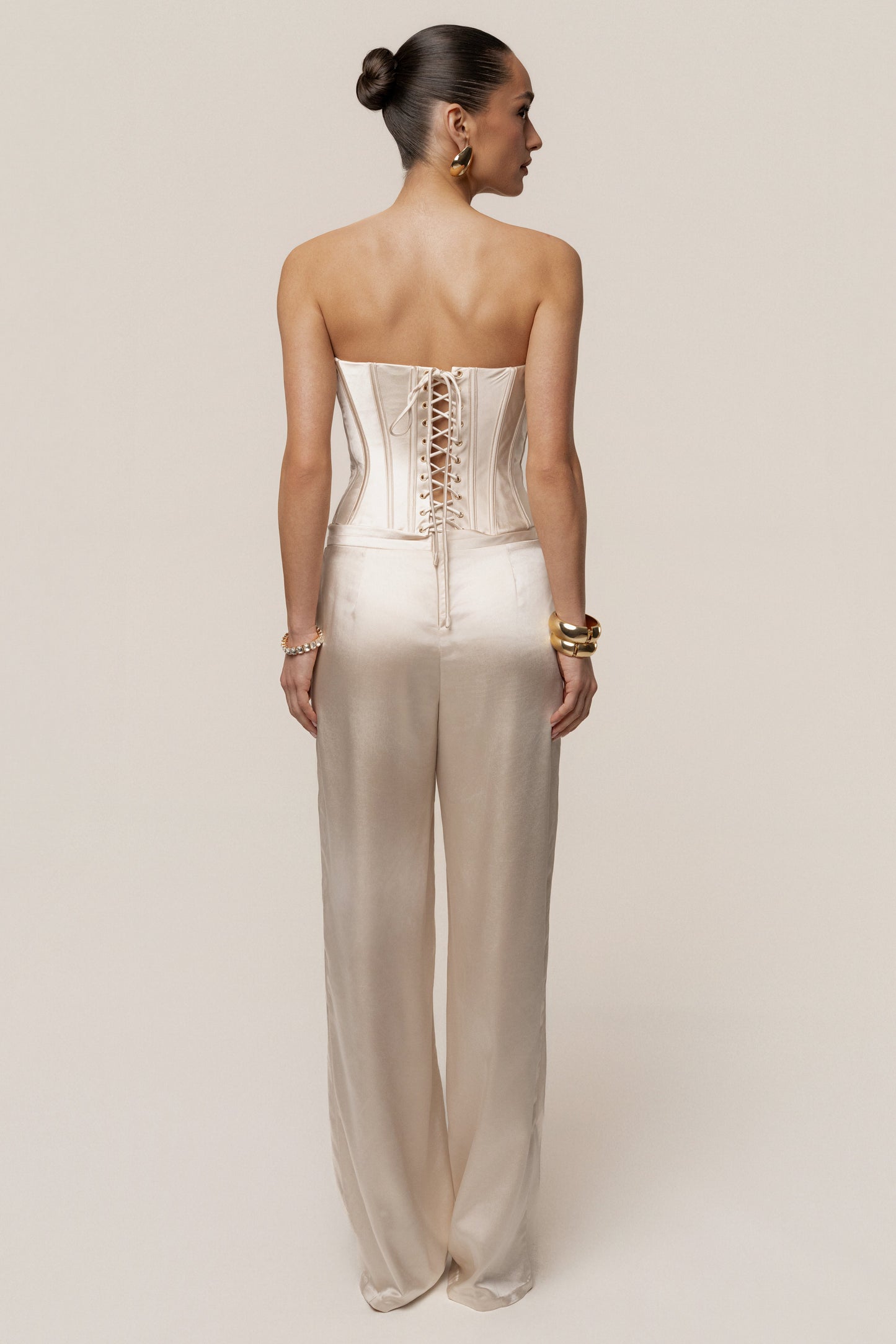 Champagne Adore Me Satin Corset JLUXLABEL