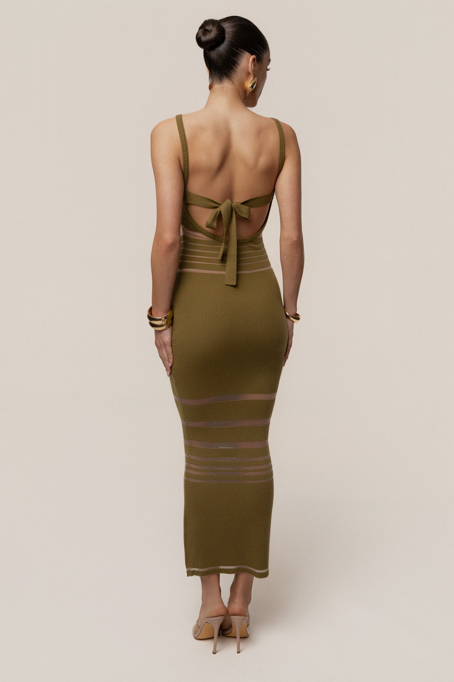 Moss Striped Rib Knit Dress JLUXLABEL