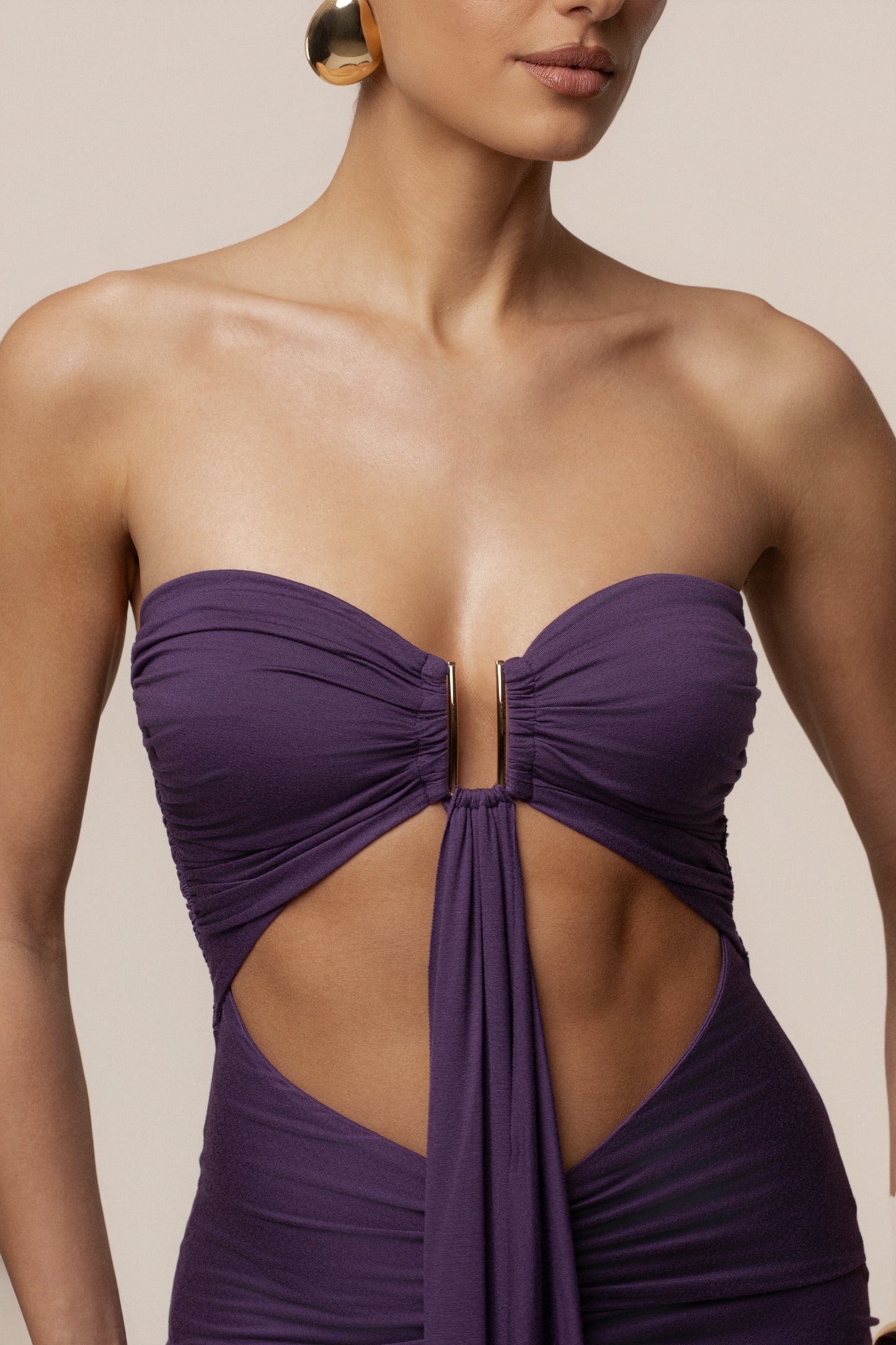 Purple Atlantis Drape Maxi Dress JLUXLABEL