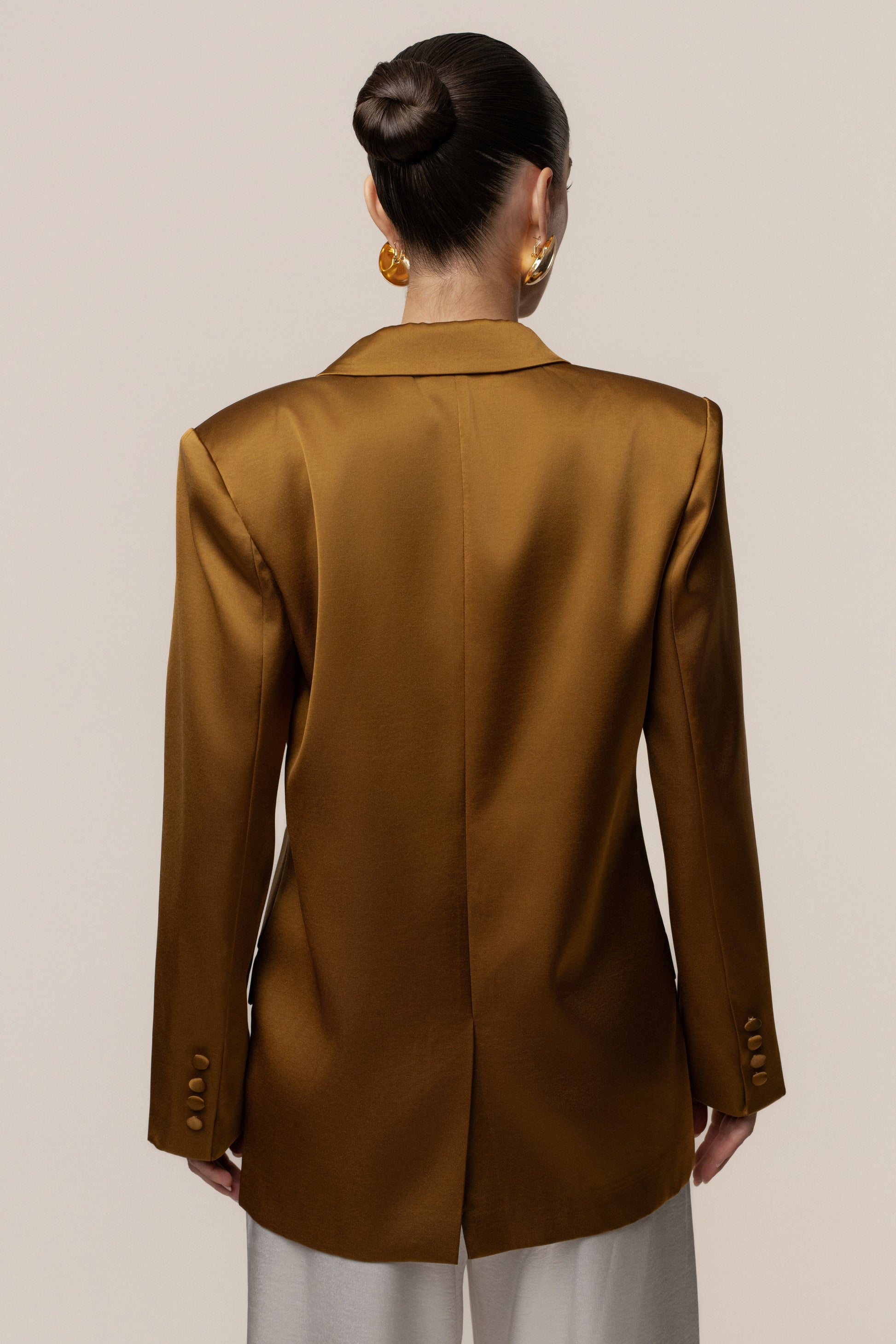 Bronze Lara Oversize Satin Blazer JLUXLABEL