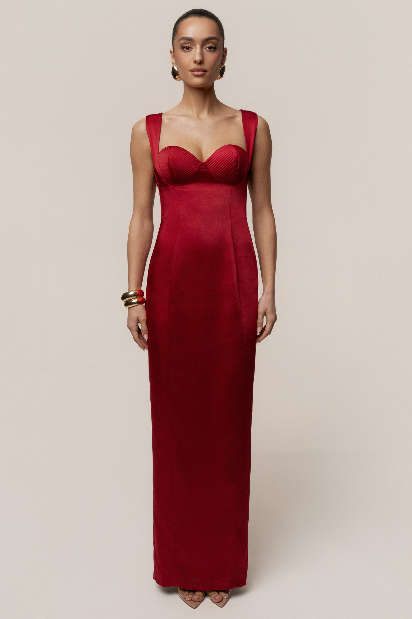 Red Amour Satin Maxi Dress JLUXLABEL