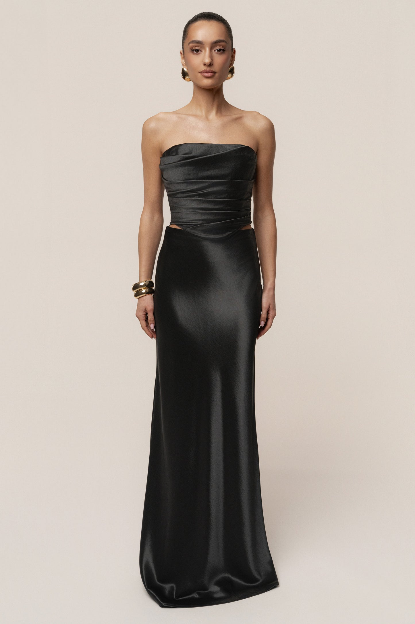 Black Sparkling Hour Satin Corset JLUXLABEL