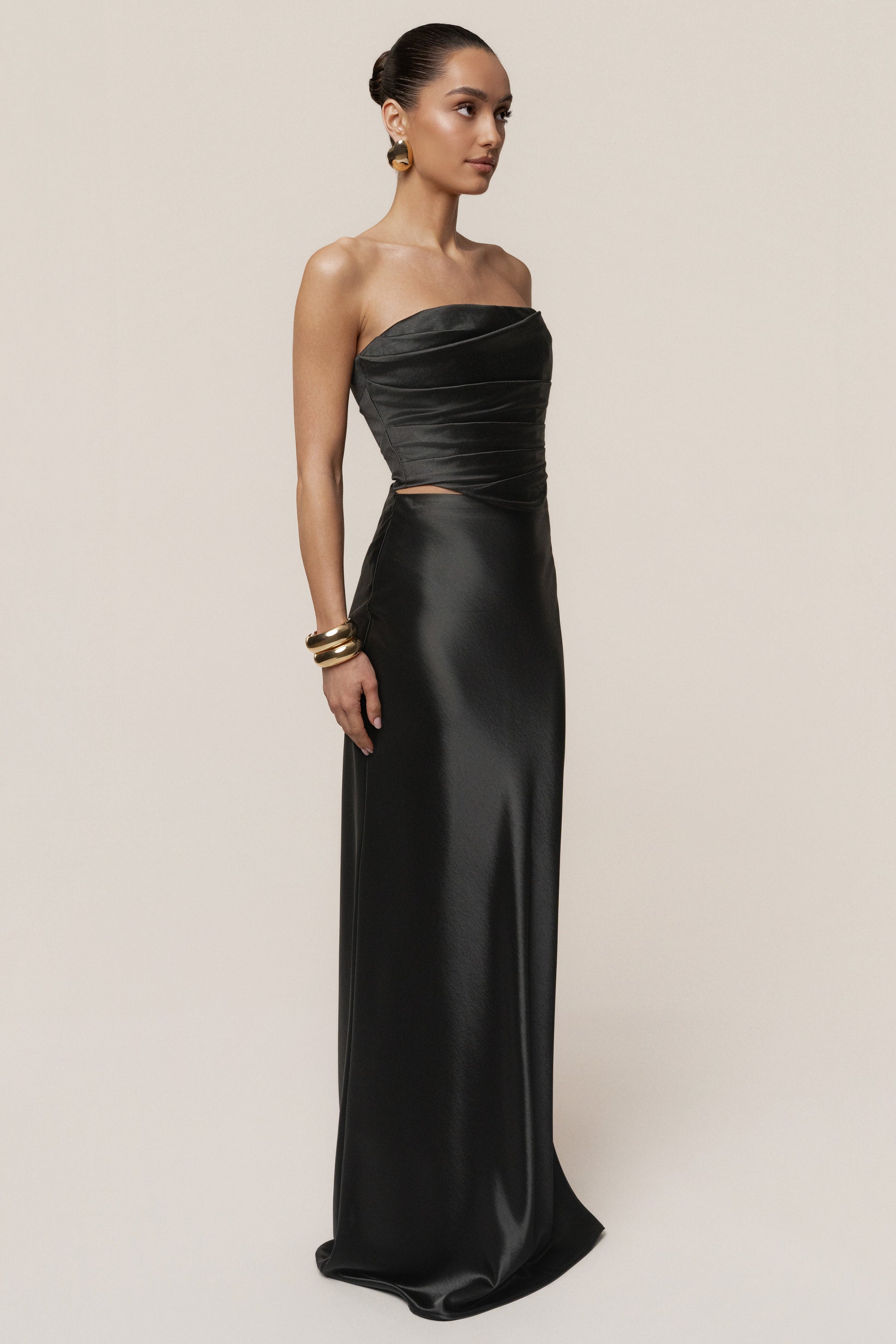 Black Sparkling Hour Satin Corset JLUXLABEL