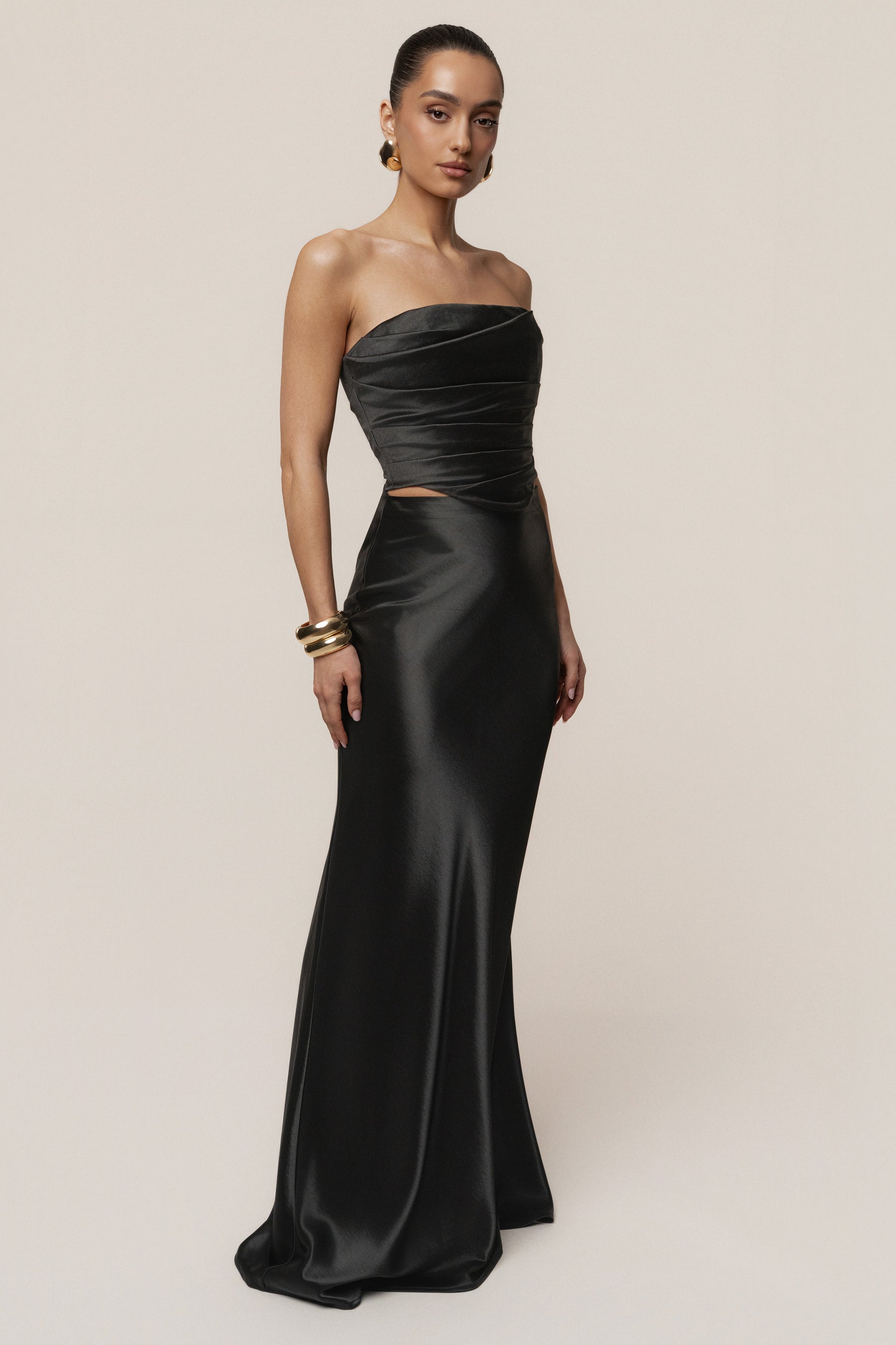 Black Sparkling Hour Satin Corset JLUXLABEL
