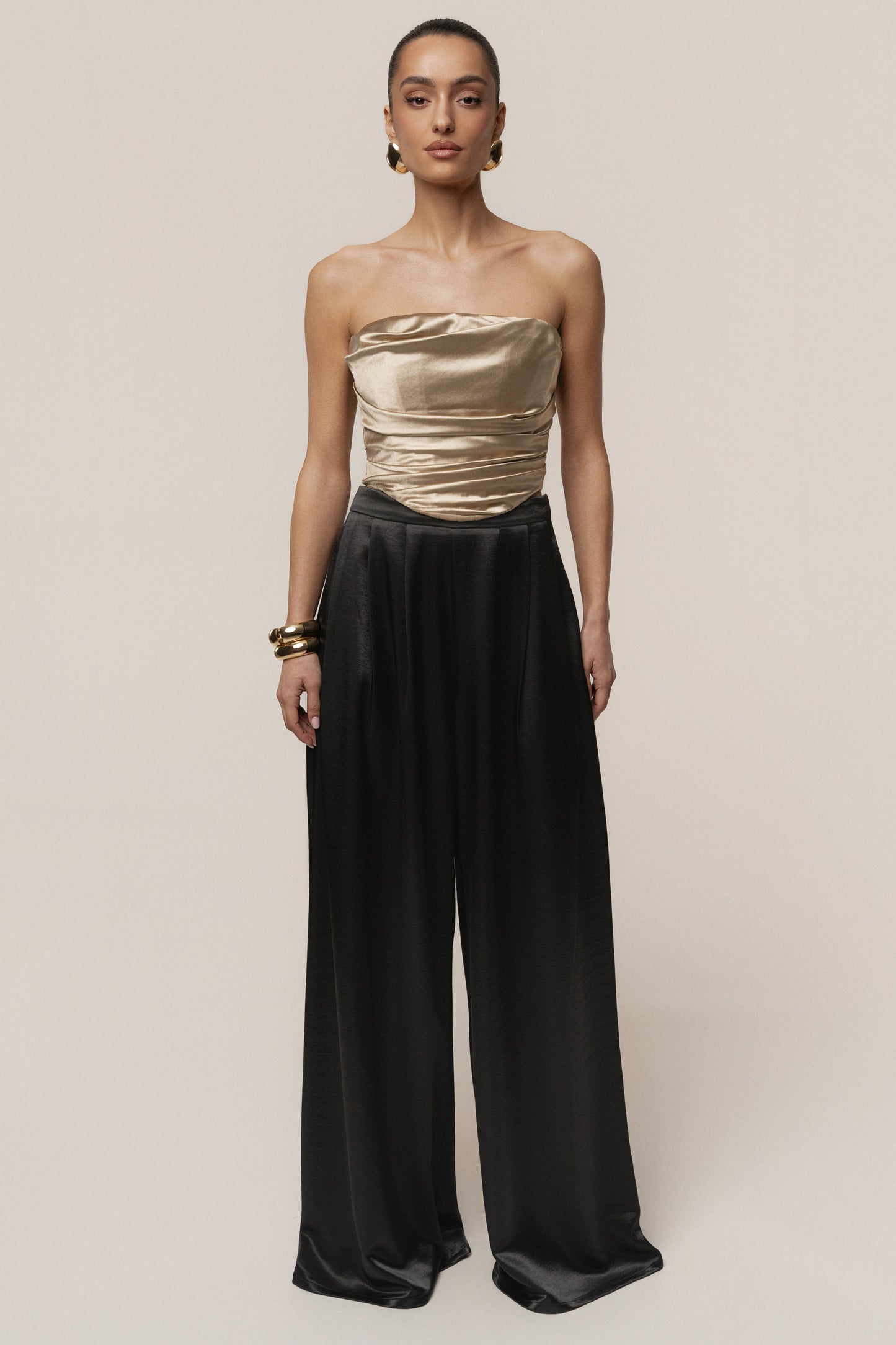 Gold Sparkling Hour Satin Corset JLUXLABEL