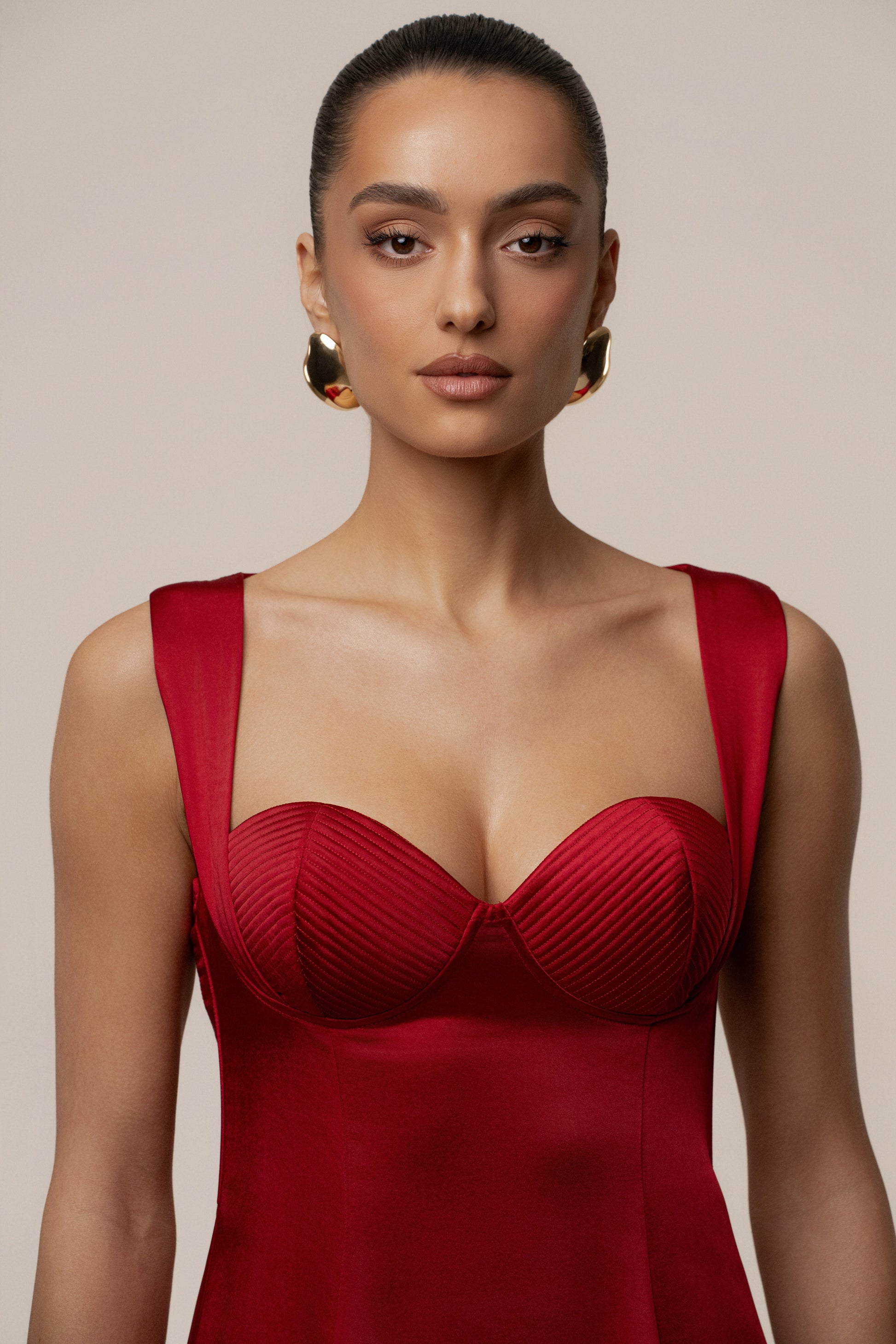 Red Amour Satin Maxi Dress JLUXLABEL