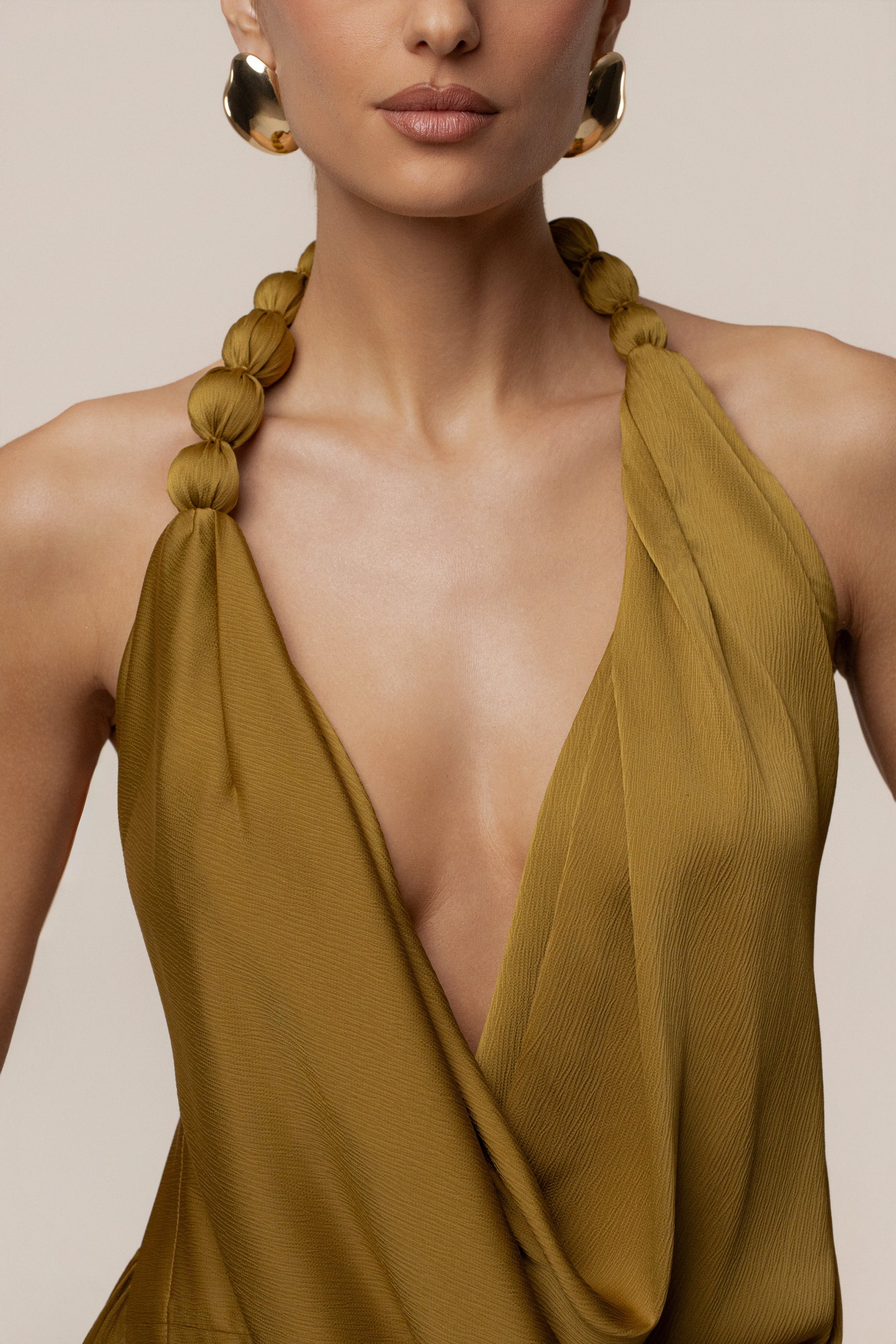 Lime Dolce Drape Dress JLUXLABEL