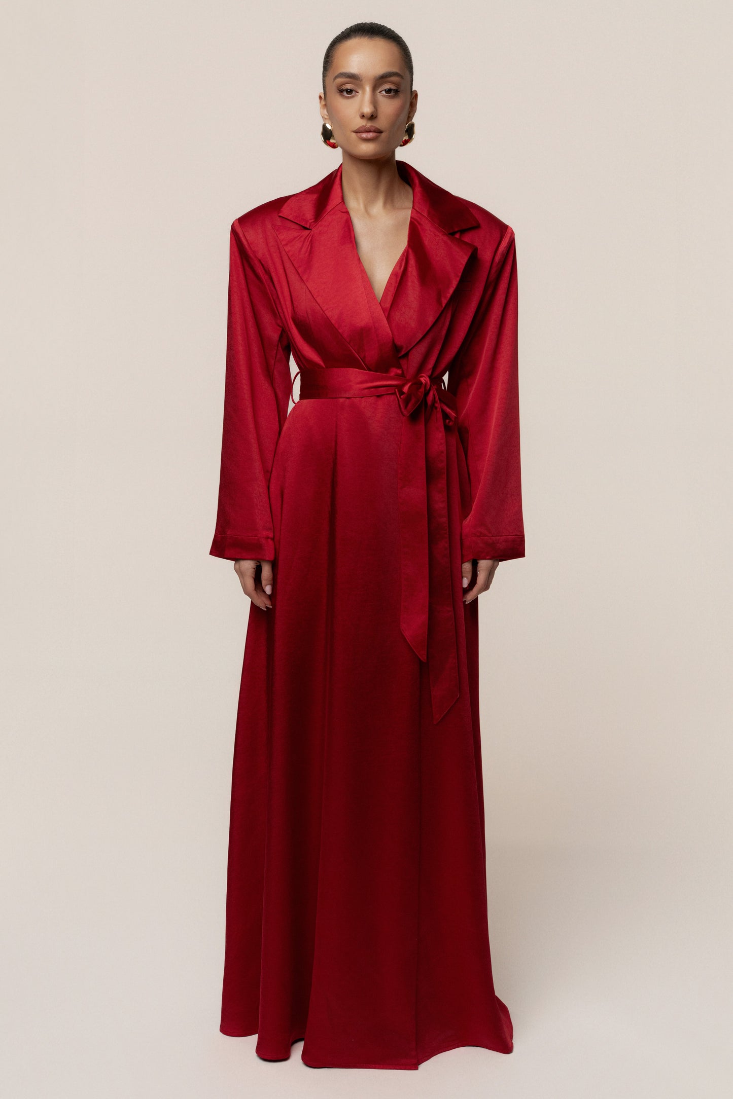 Burgundy Satin Embrace Maxi Dress JLUXLABEL