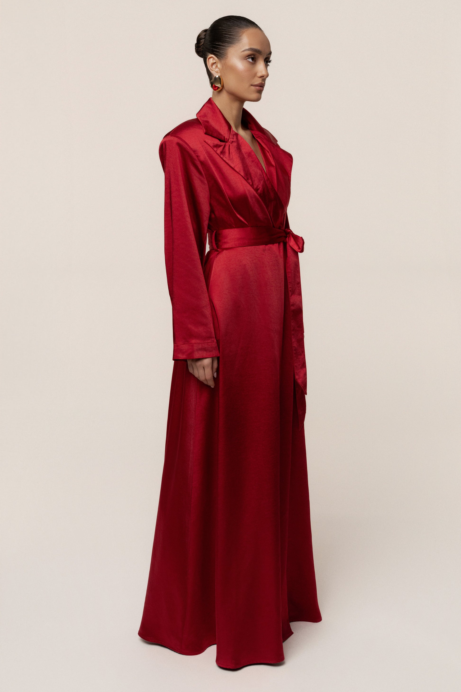 Burgundy Satin Embrace Maxi Dress JLUXLABEL