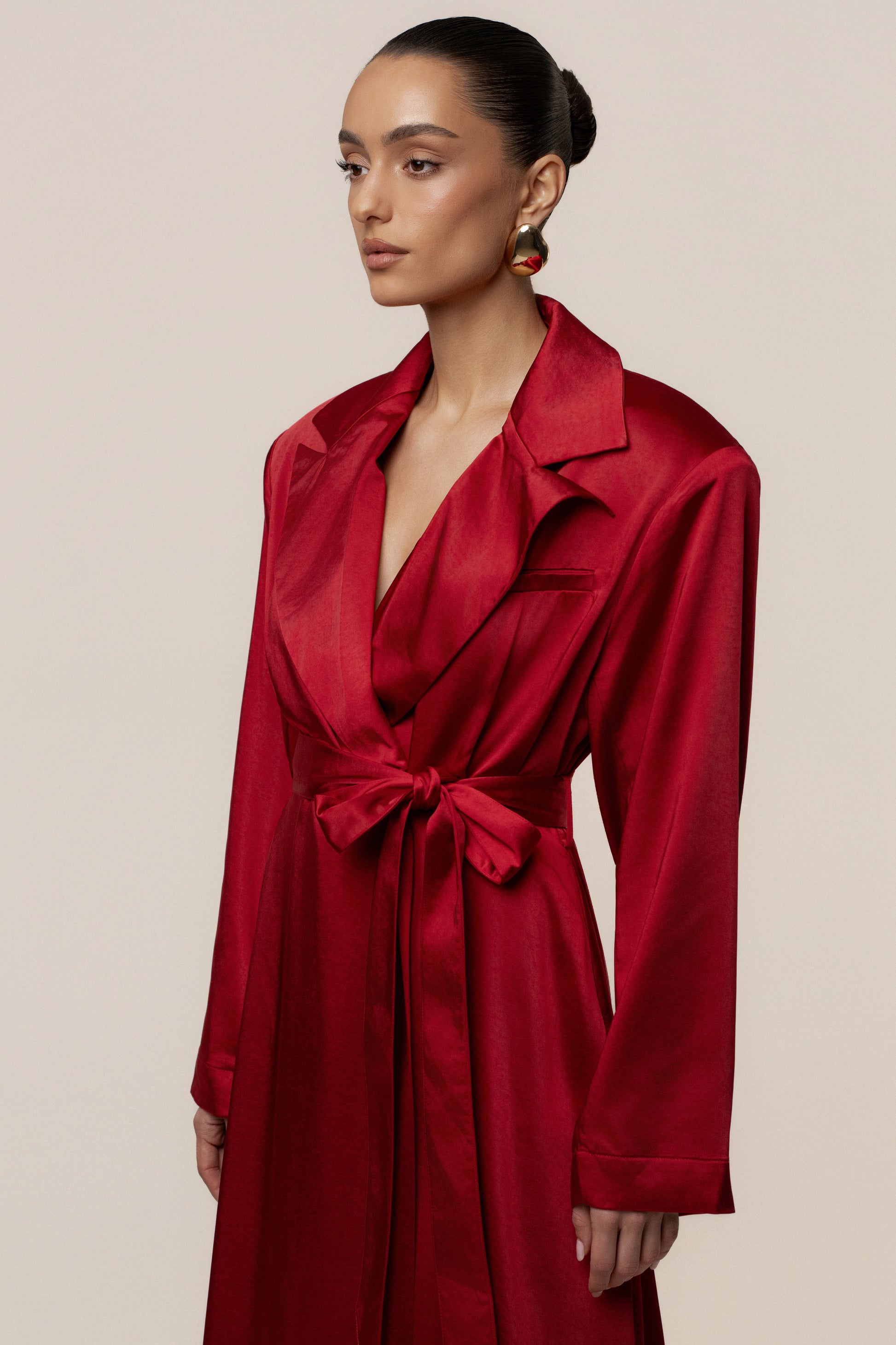 Burgundy Satin Embrace Maxi Dress JLUXLABEL