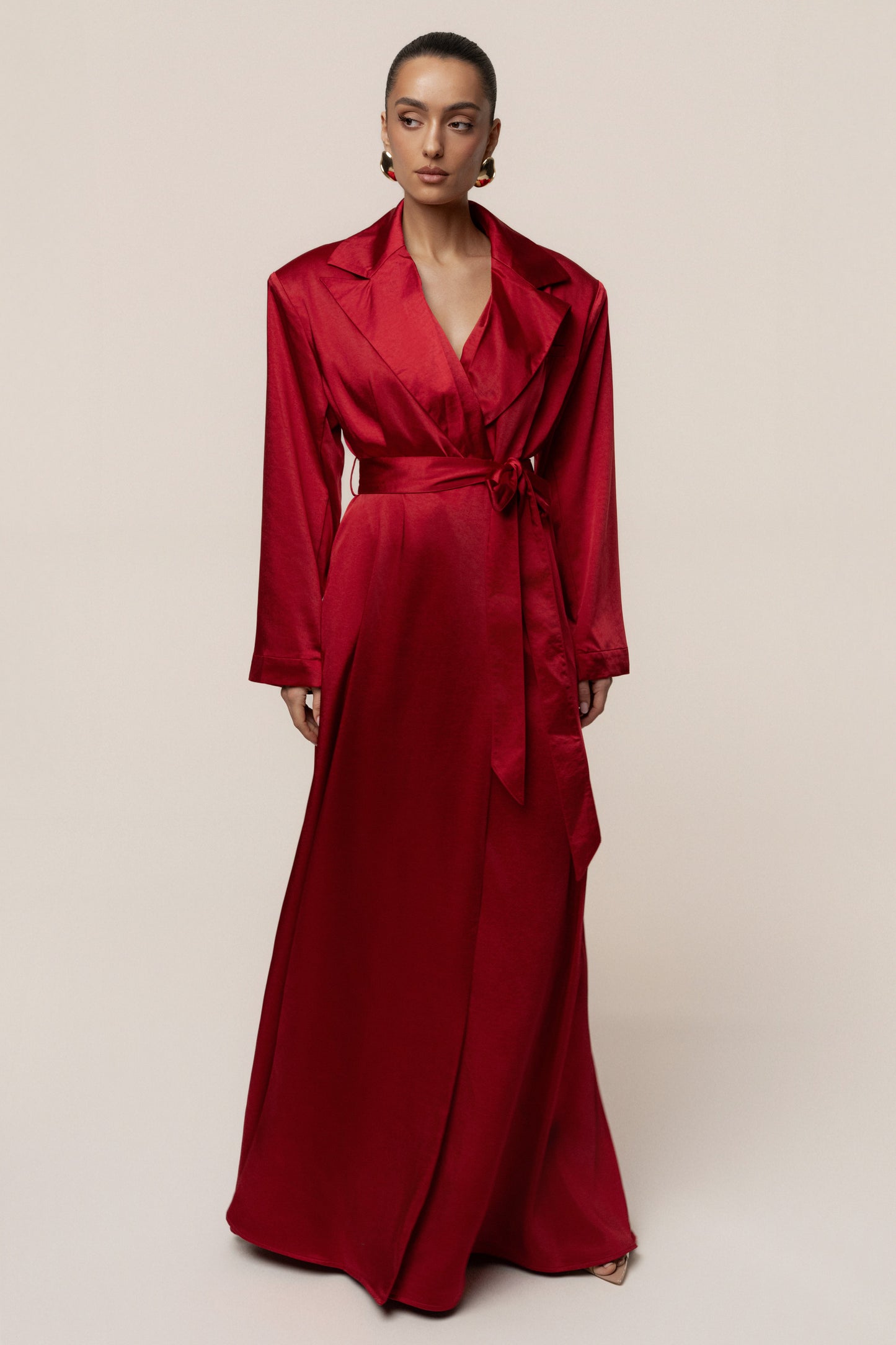Burgundy Satin Embrace Maxi Dress JLUXLABEL