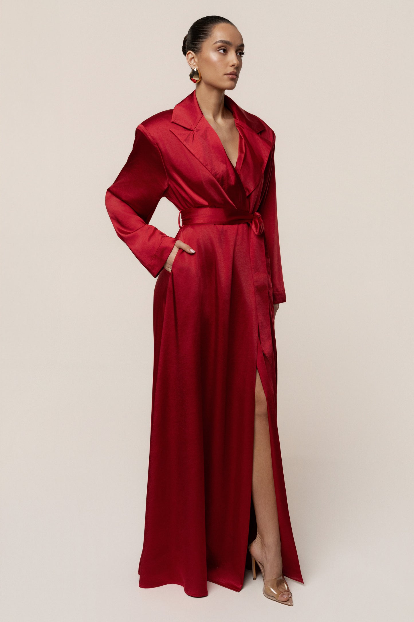 Burgundy Satin Embrace Maxi Dress JLUXLABEL
