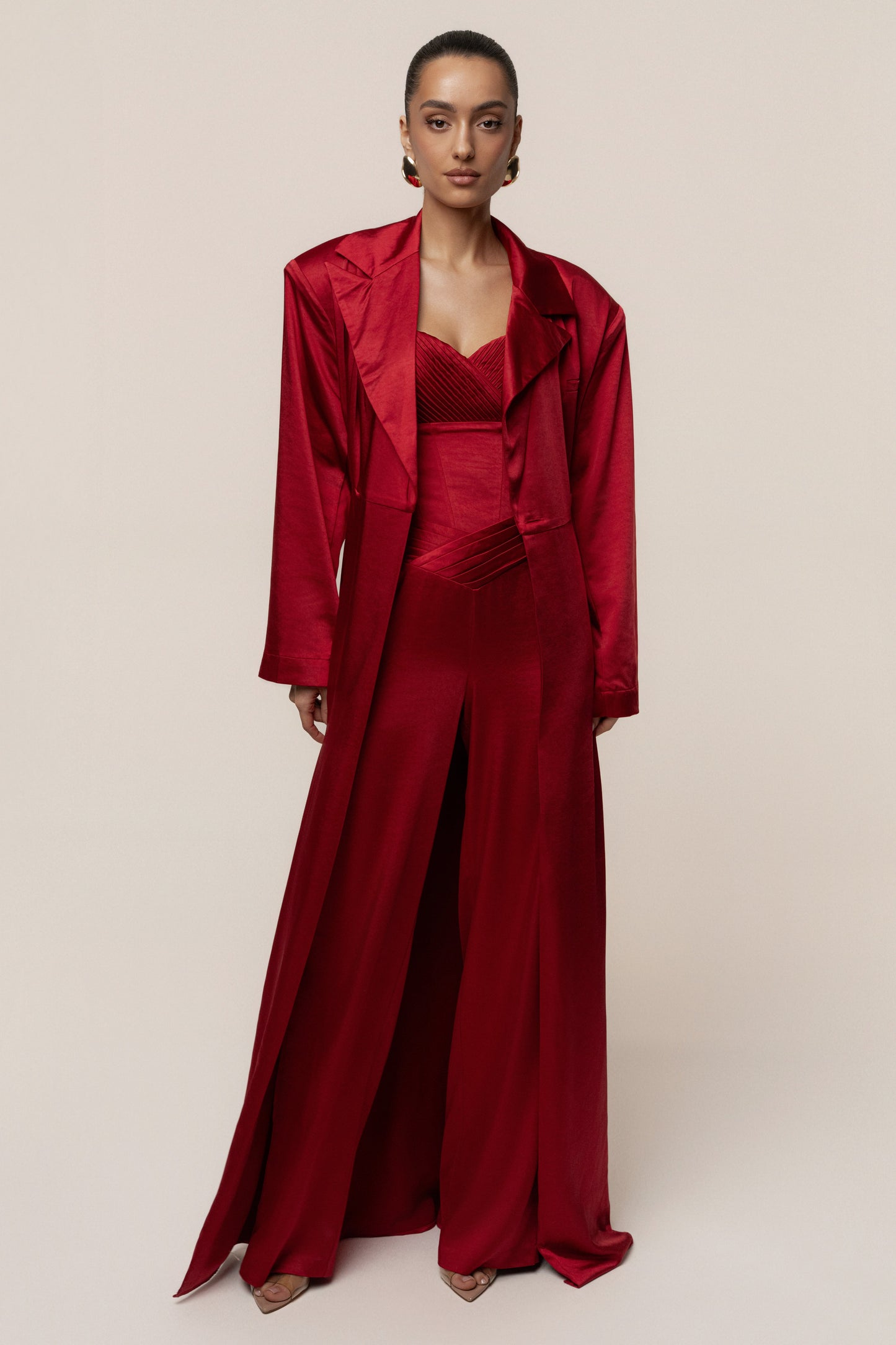 Burgundy Satin Embrace Maxi Dress JLUXLABEL