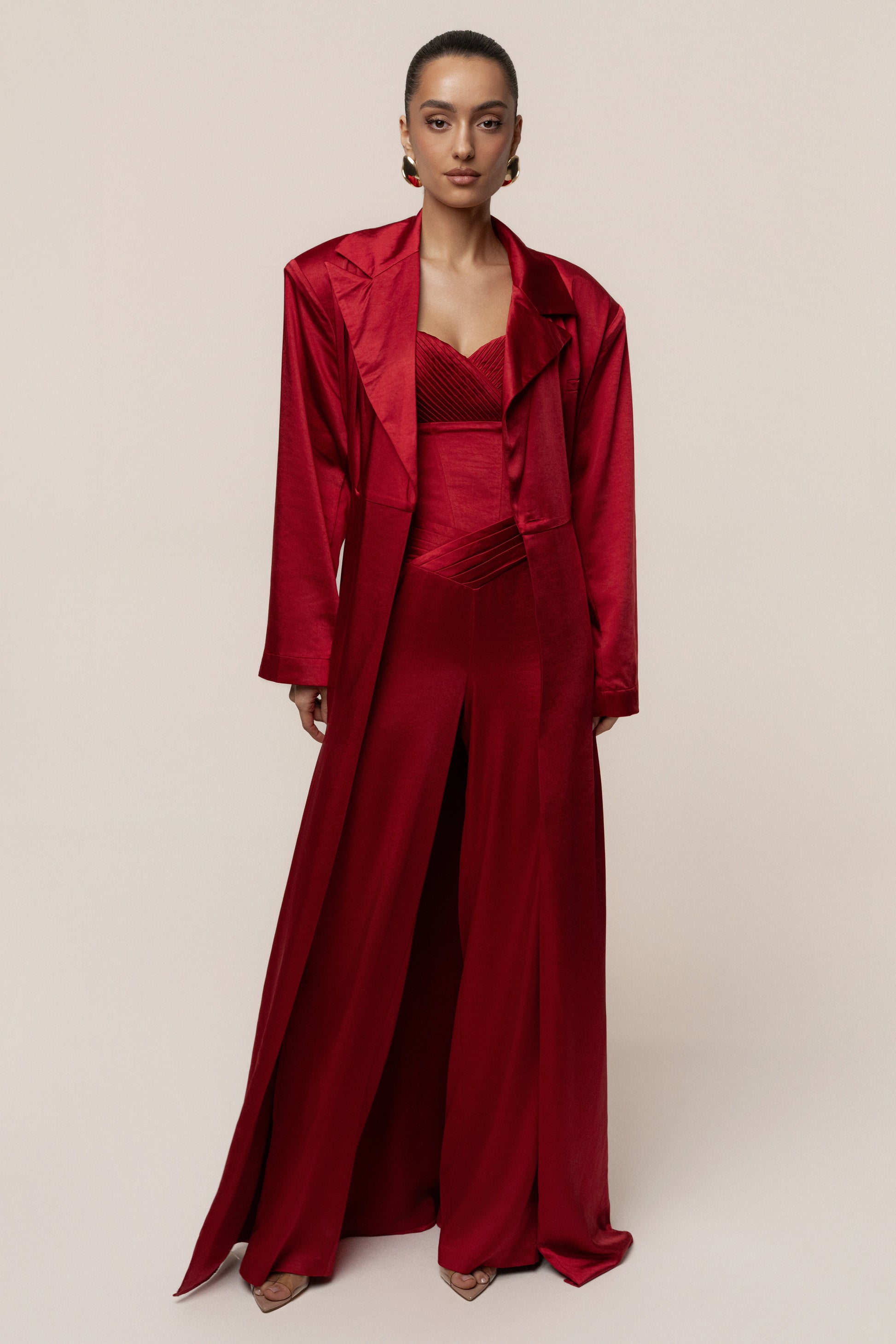Burgundy Satin Embrace Maxi Dress JLUXLABEL