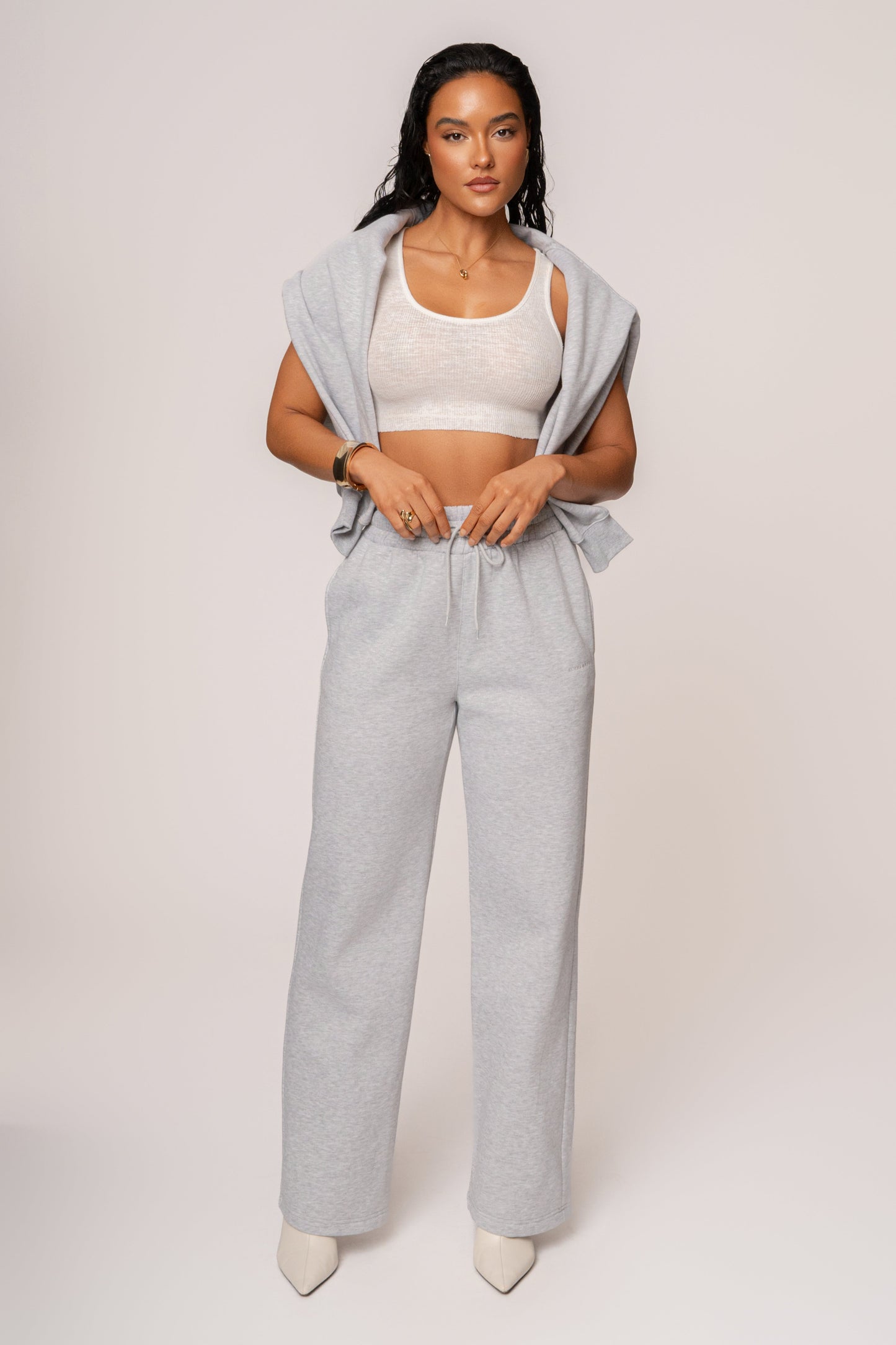 Heather Grey JLUXLABEL Logo Fleece Pants JLUXLABEL