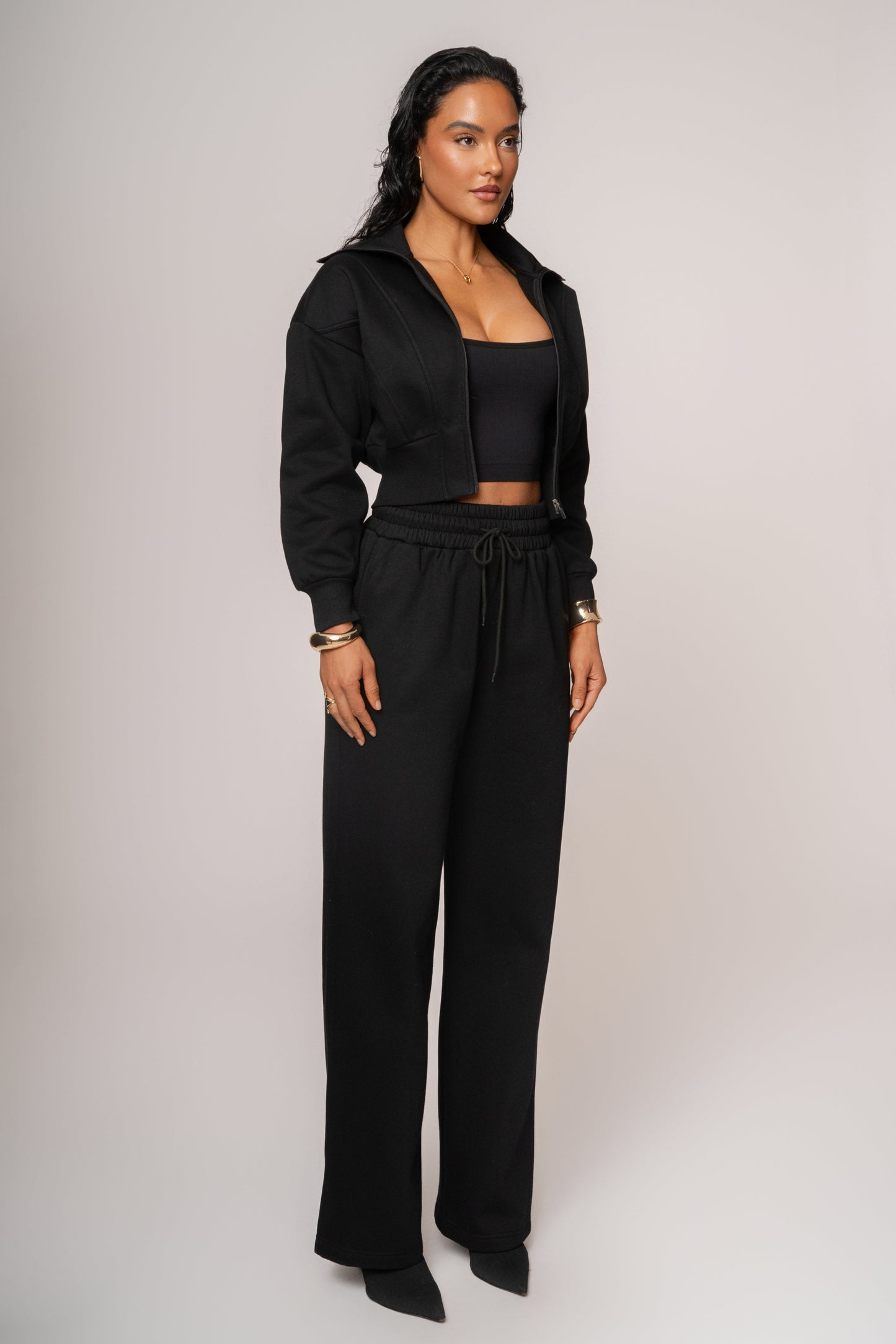 Black JLUXLABEL Logo Fleece Pants JLUXLABEL