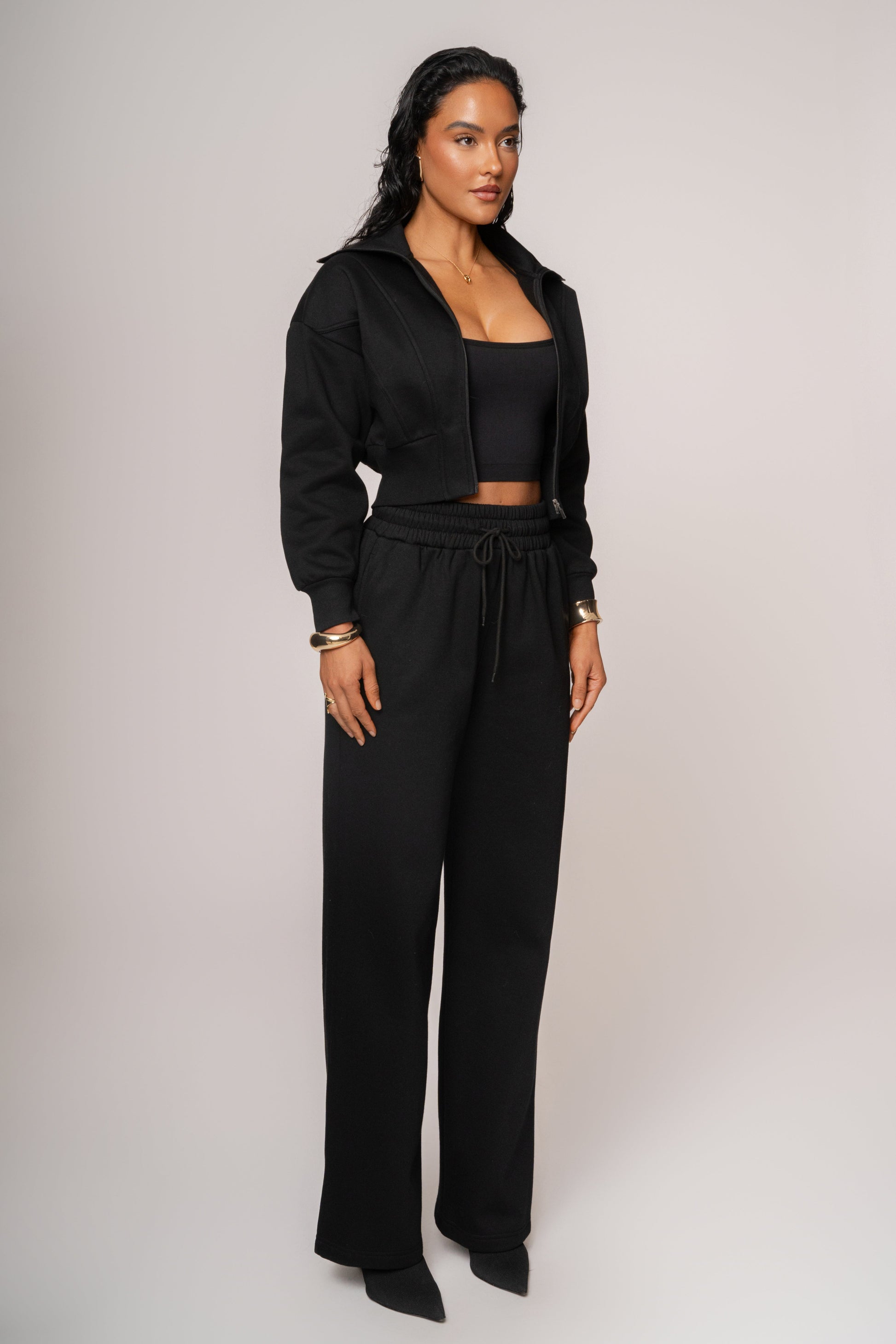 Black JLUXLABEL Logo Fleece Pants JLUXLABEL