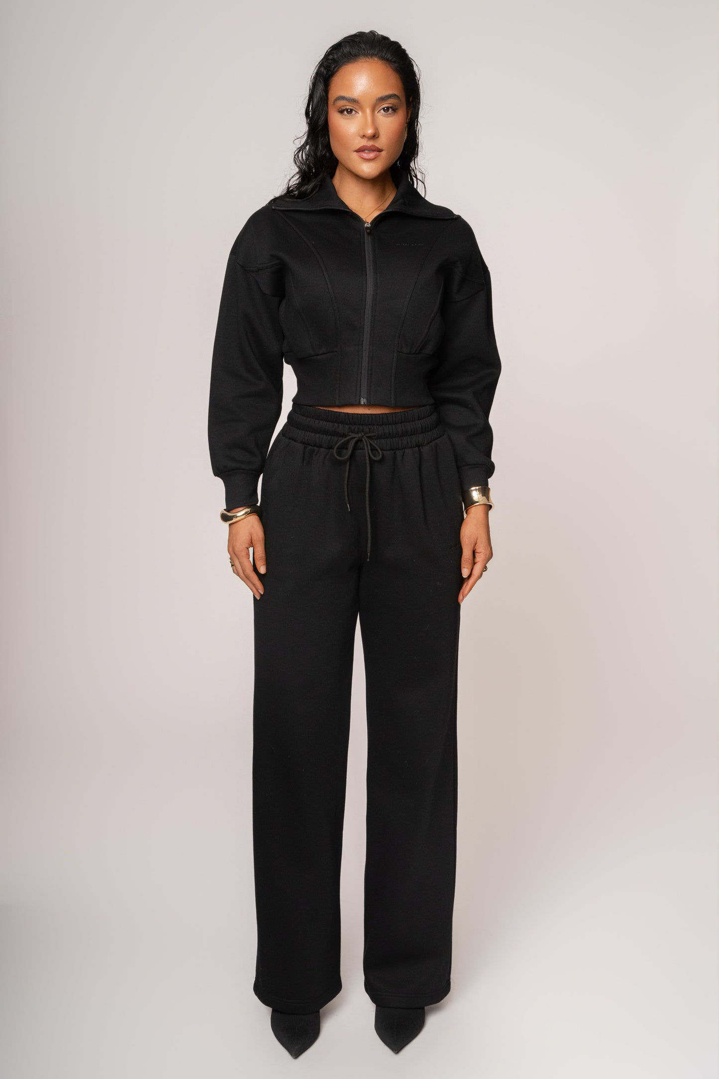 Black JLUXLABEL Logo Fleece Pants JLUXLABEL