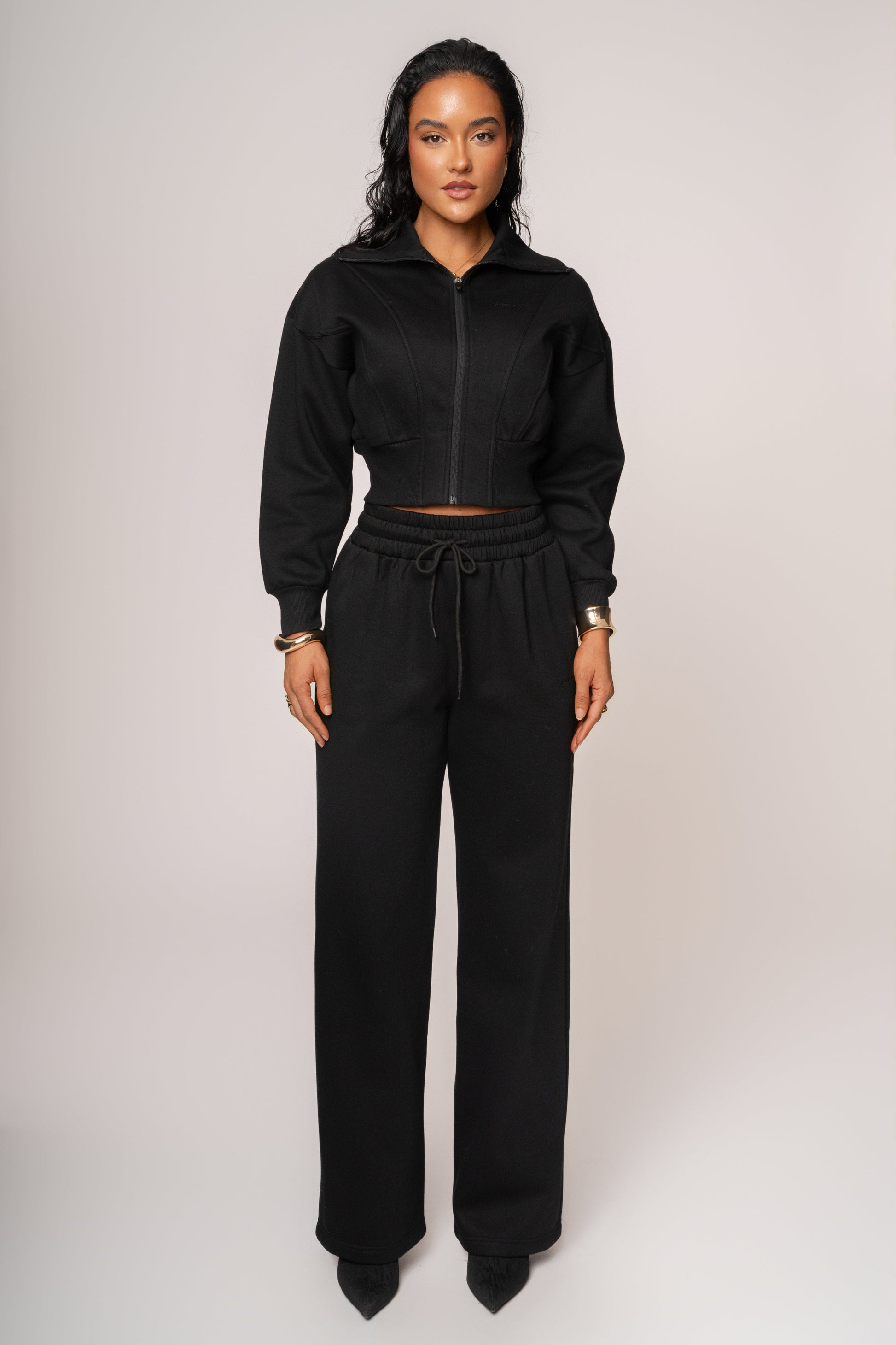 Black JLUXLABEL Logo Fleece Pants JLUXLABEL