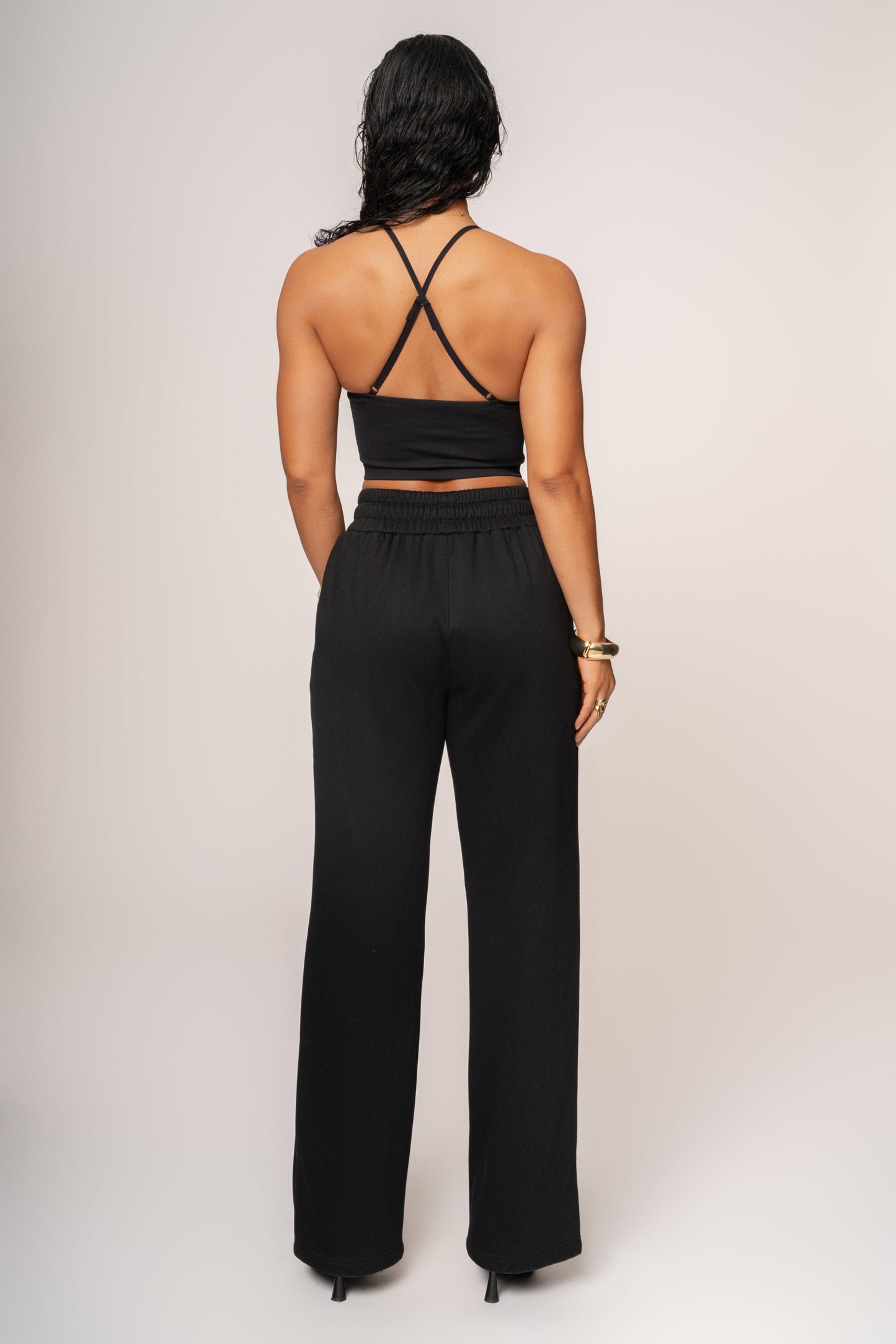Black JLUXLABEL Logo Fleece Pants JLUXLABEL