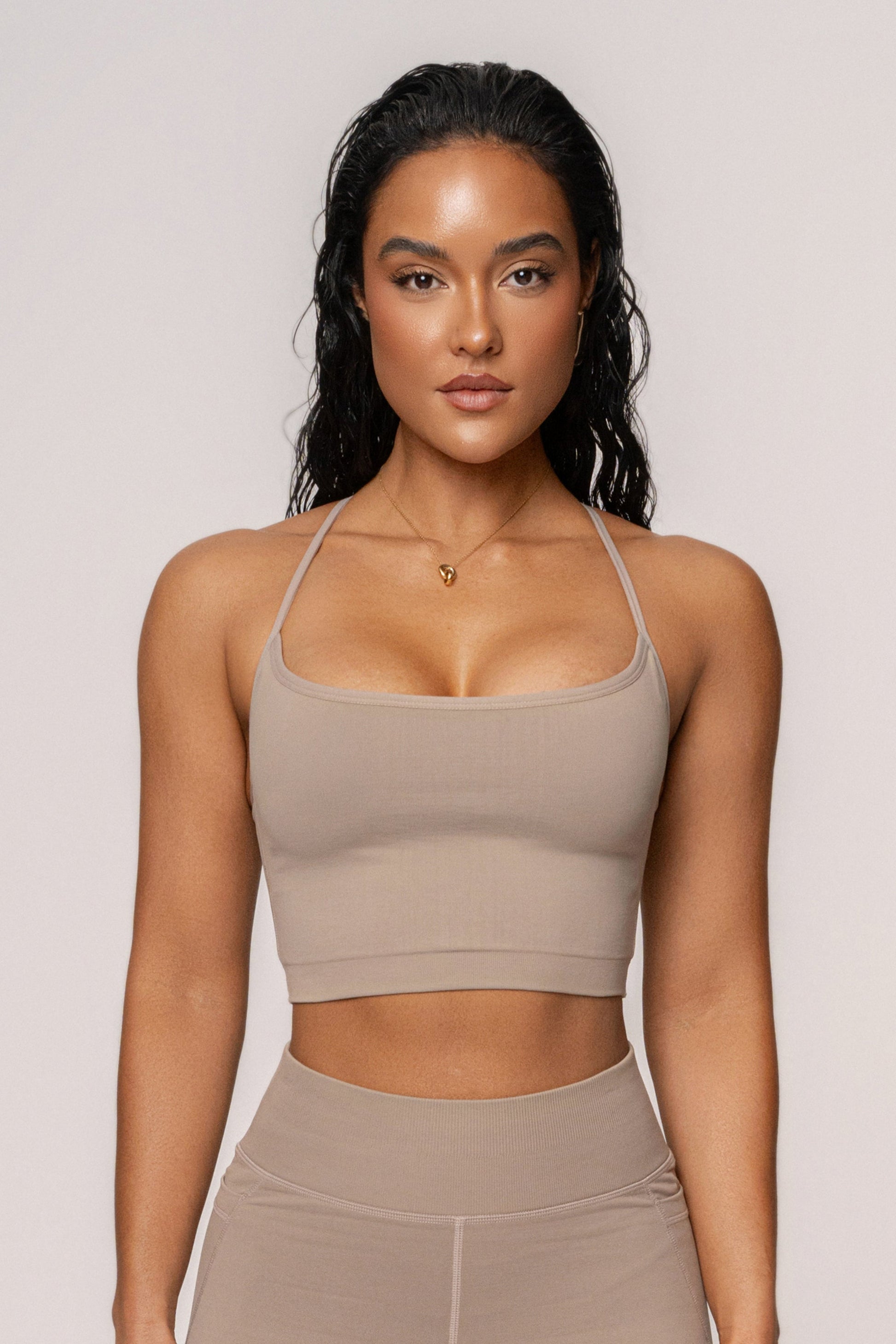 Beige Active Crop Top NEWFASHIONEDGE