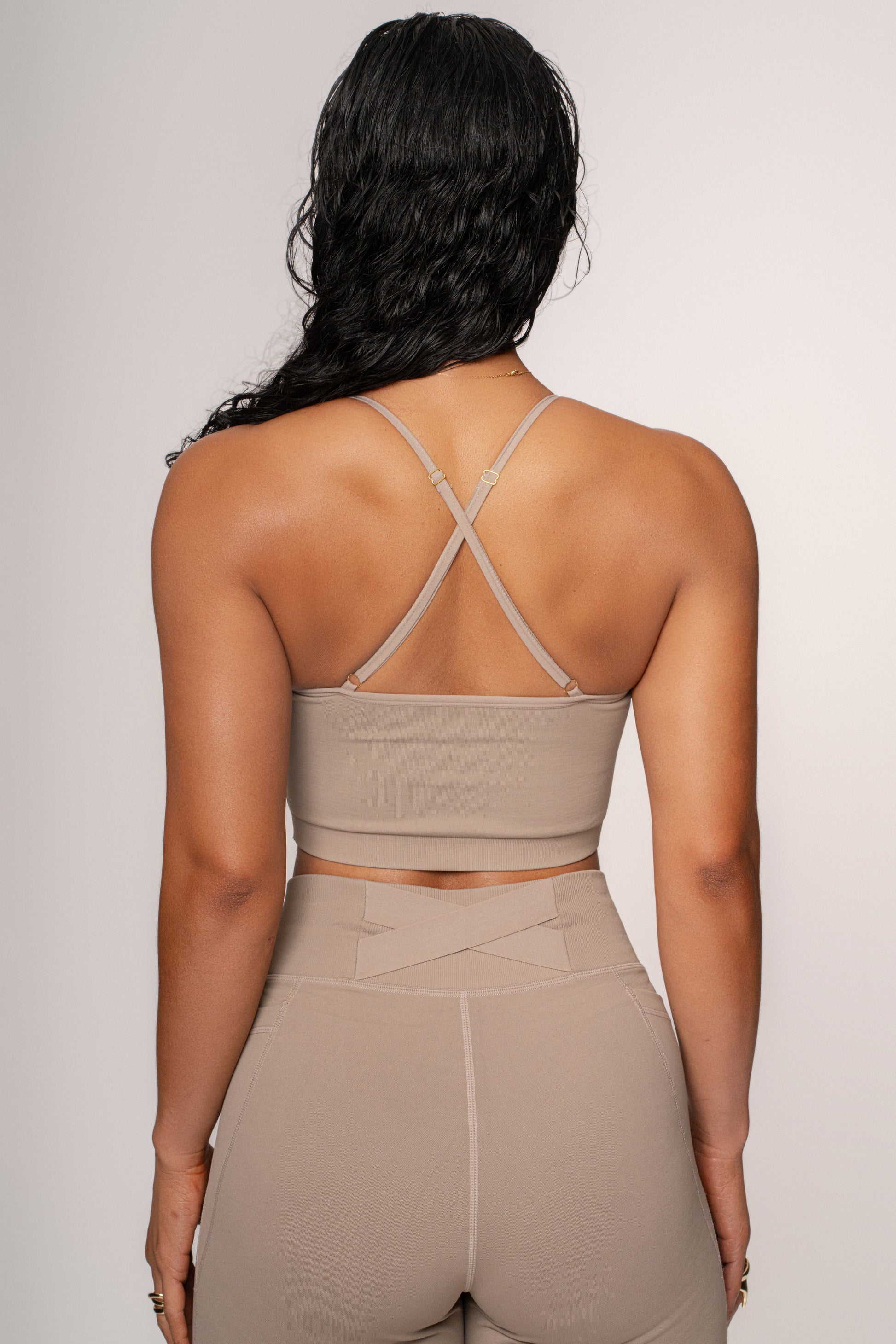 Beige Active Crop Top NEWFASHIONEDGE