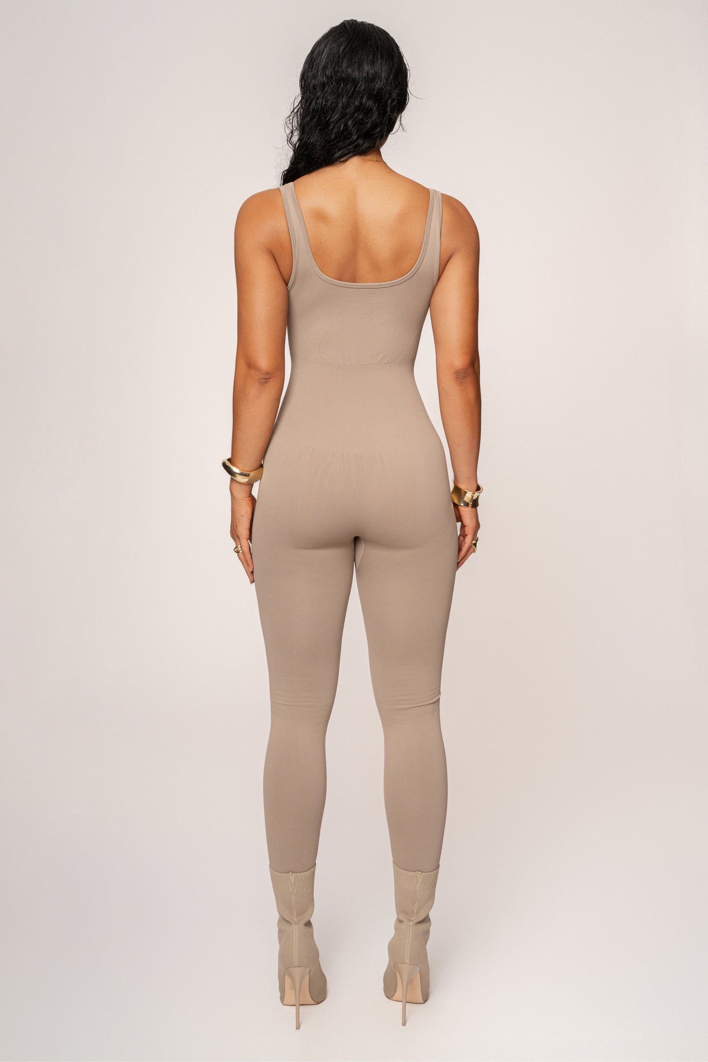 Beige Pure Form Jumpsuit JLUXLABEL