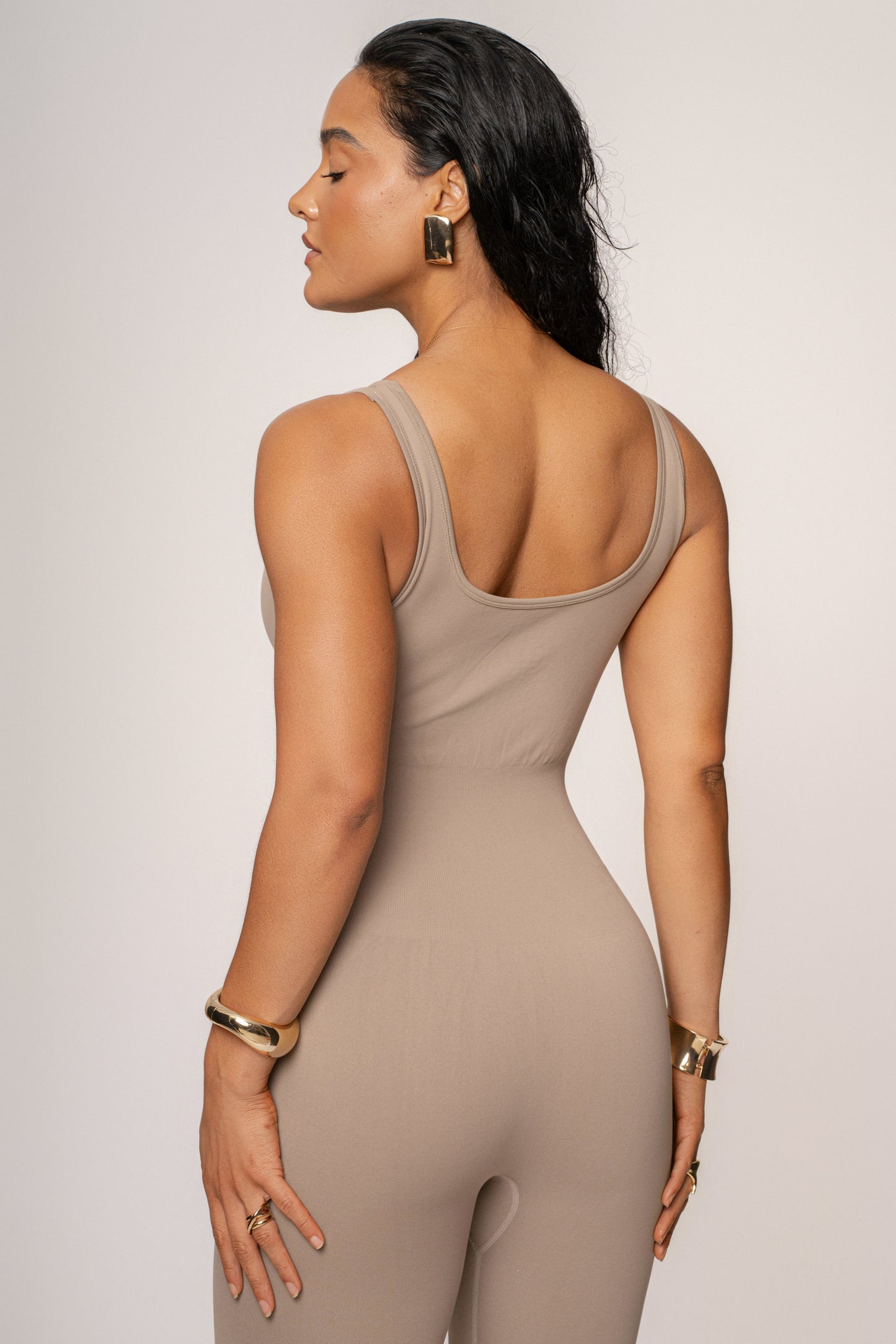 Beige Pure Form Jumpsuit JLUXLABEL
