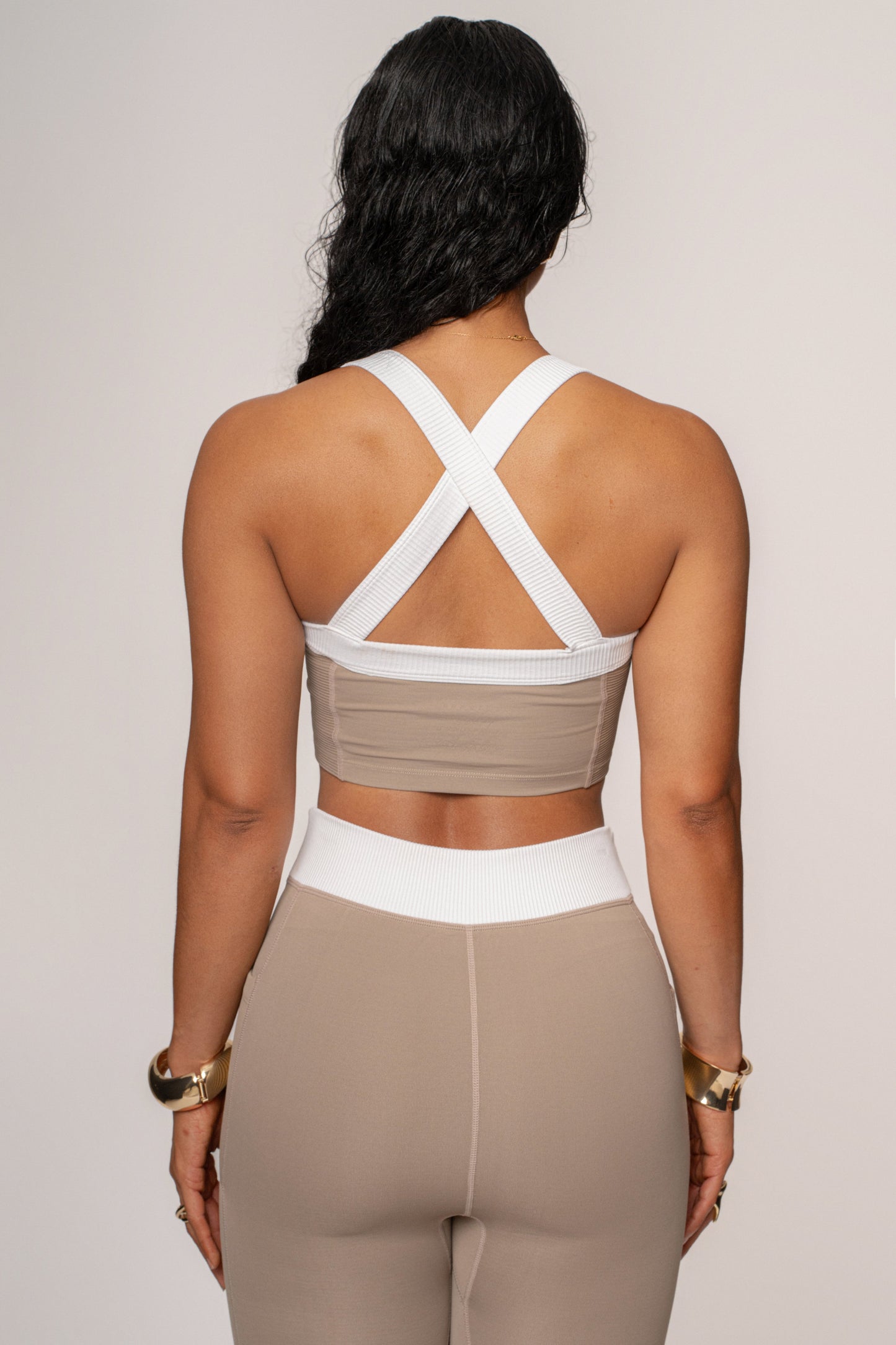 Beige/White Inspire Movement Leggings JLUXLABEL