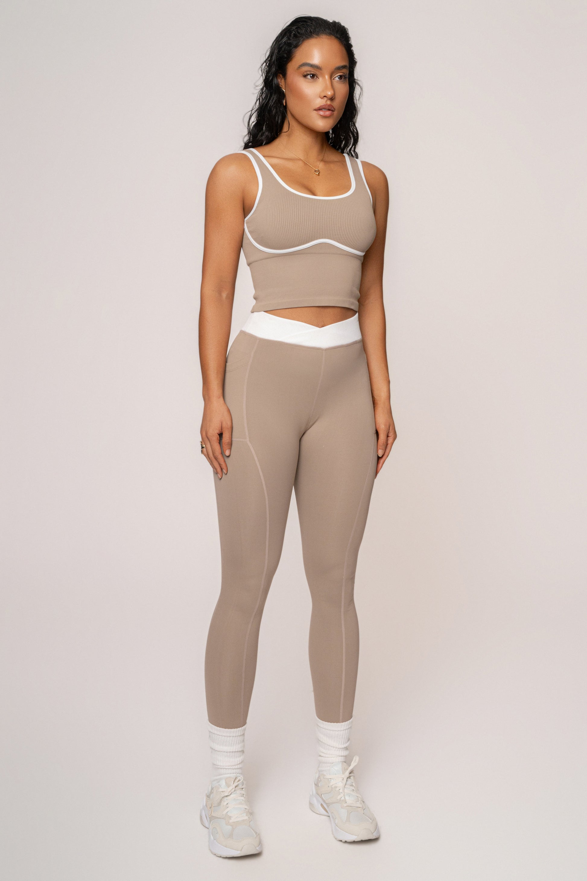 Beige/White Limitless Performance Top JLUXLABEL