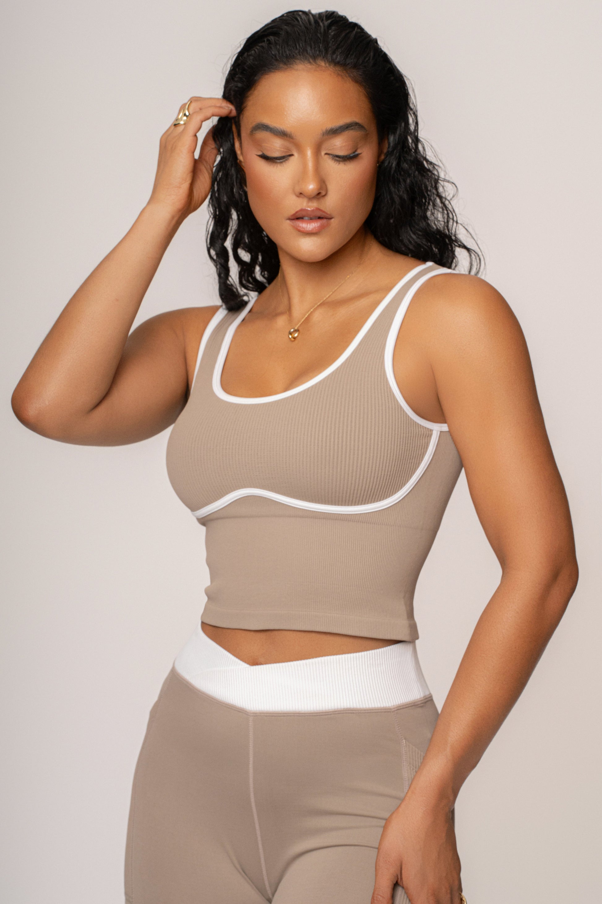 Beige/White Limitless Performance Top JLUXLABEL