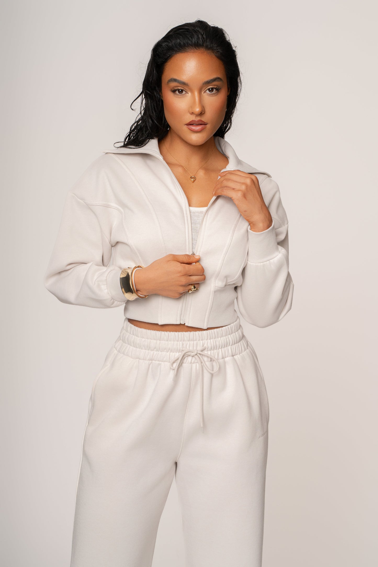 Bone JLUXLABEL Logo Zip Up Jacket JLUXLABEL