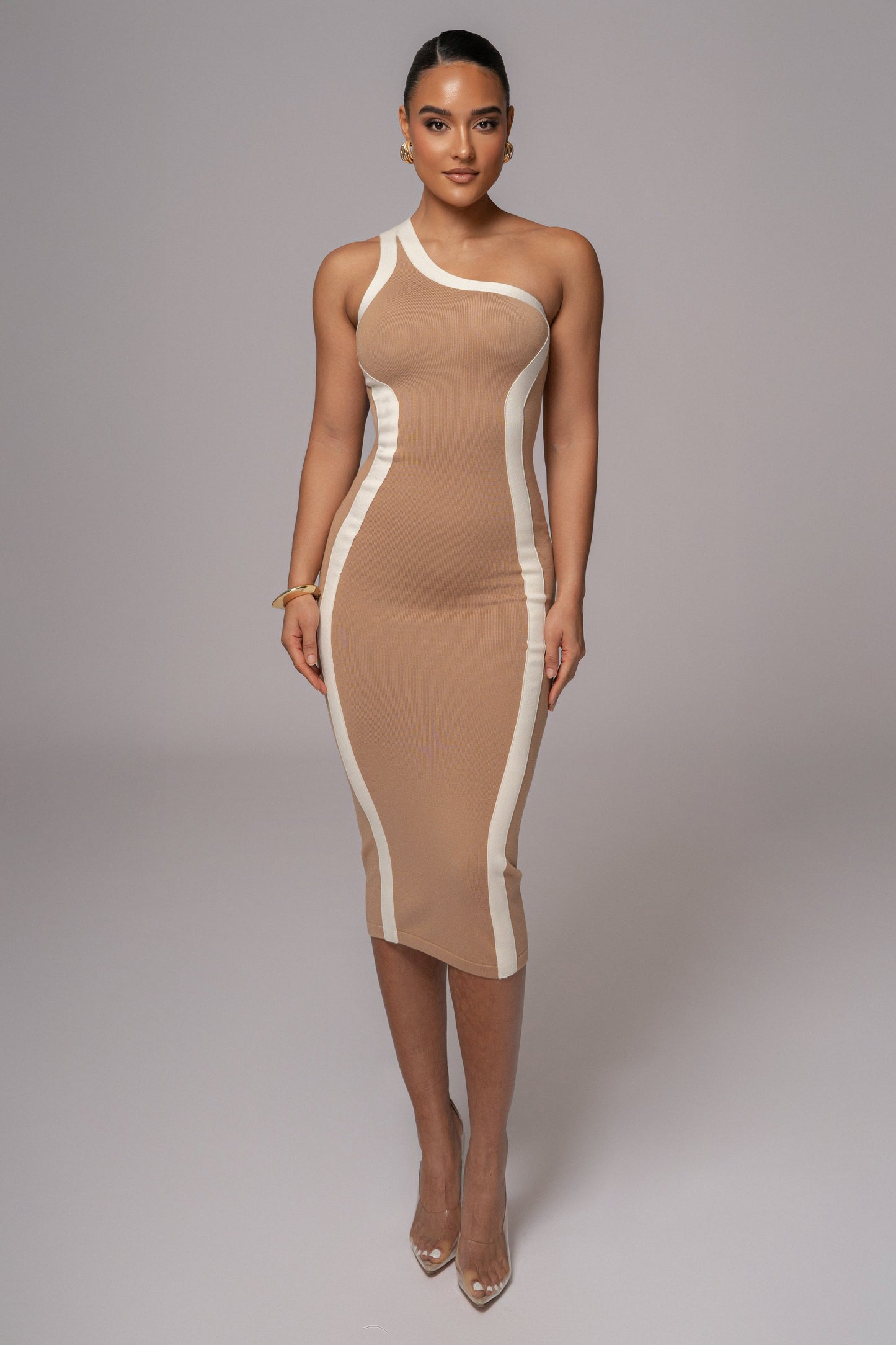 Beige Breann Contrast Maxi Dress JLUXLABEL