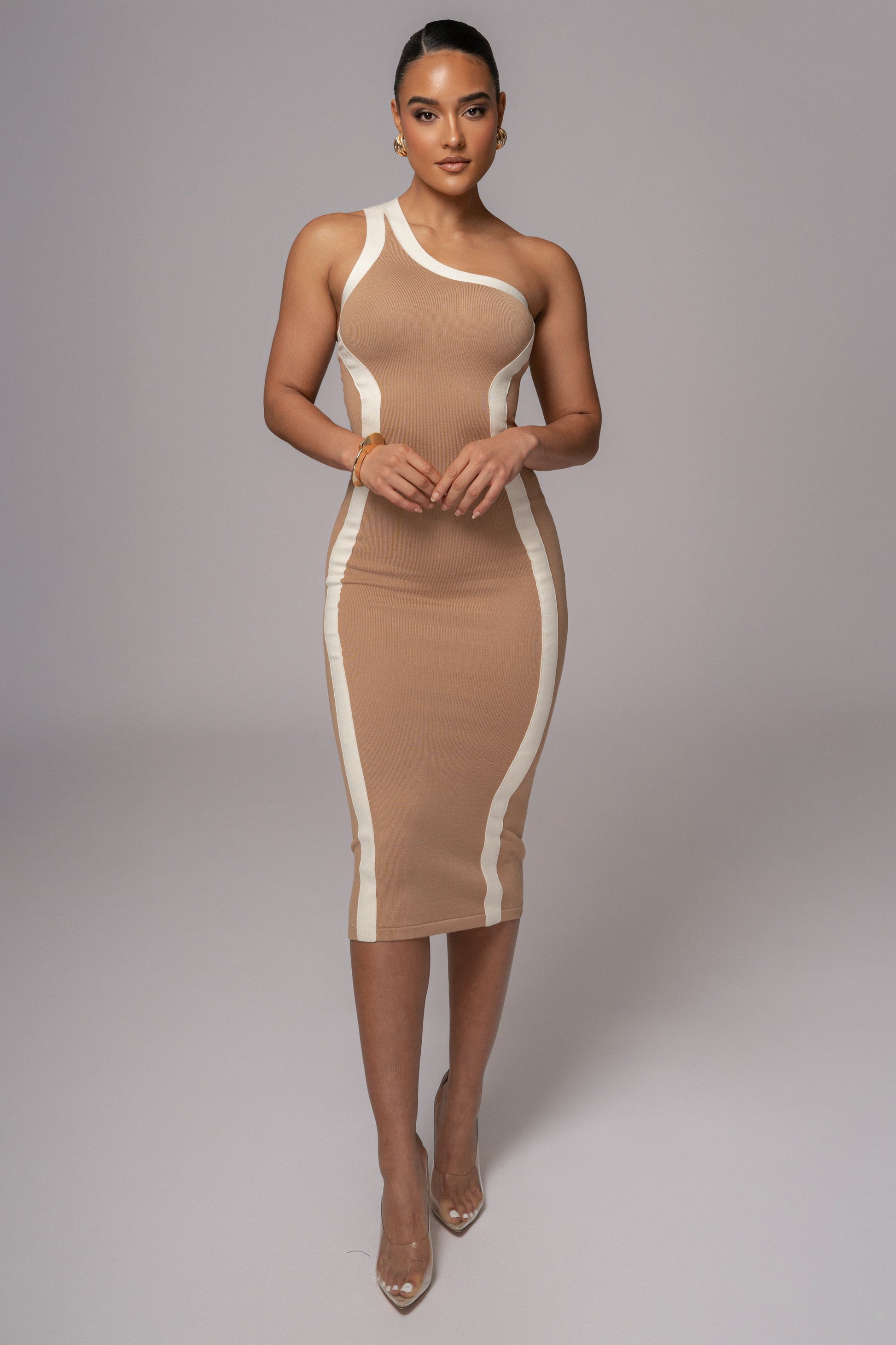 Beige Breann Contrast Maxi Dress JLUXLABEL
