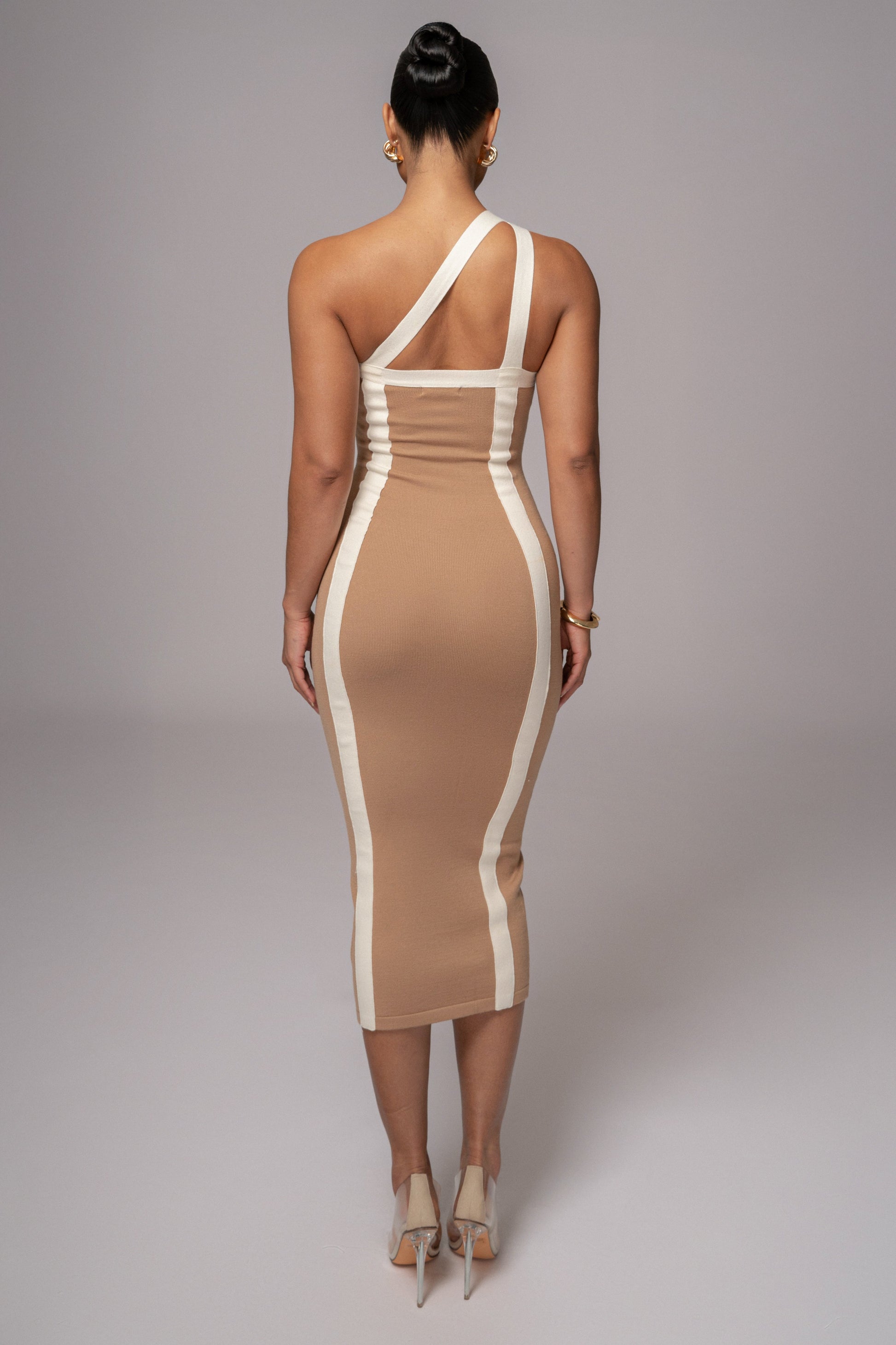 Beige Breann Contrast Maxi Dress JLUXLABEL