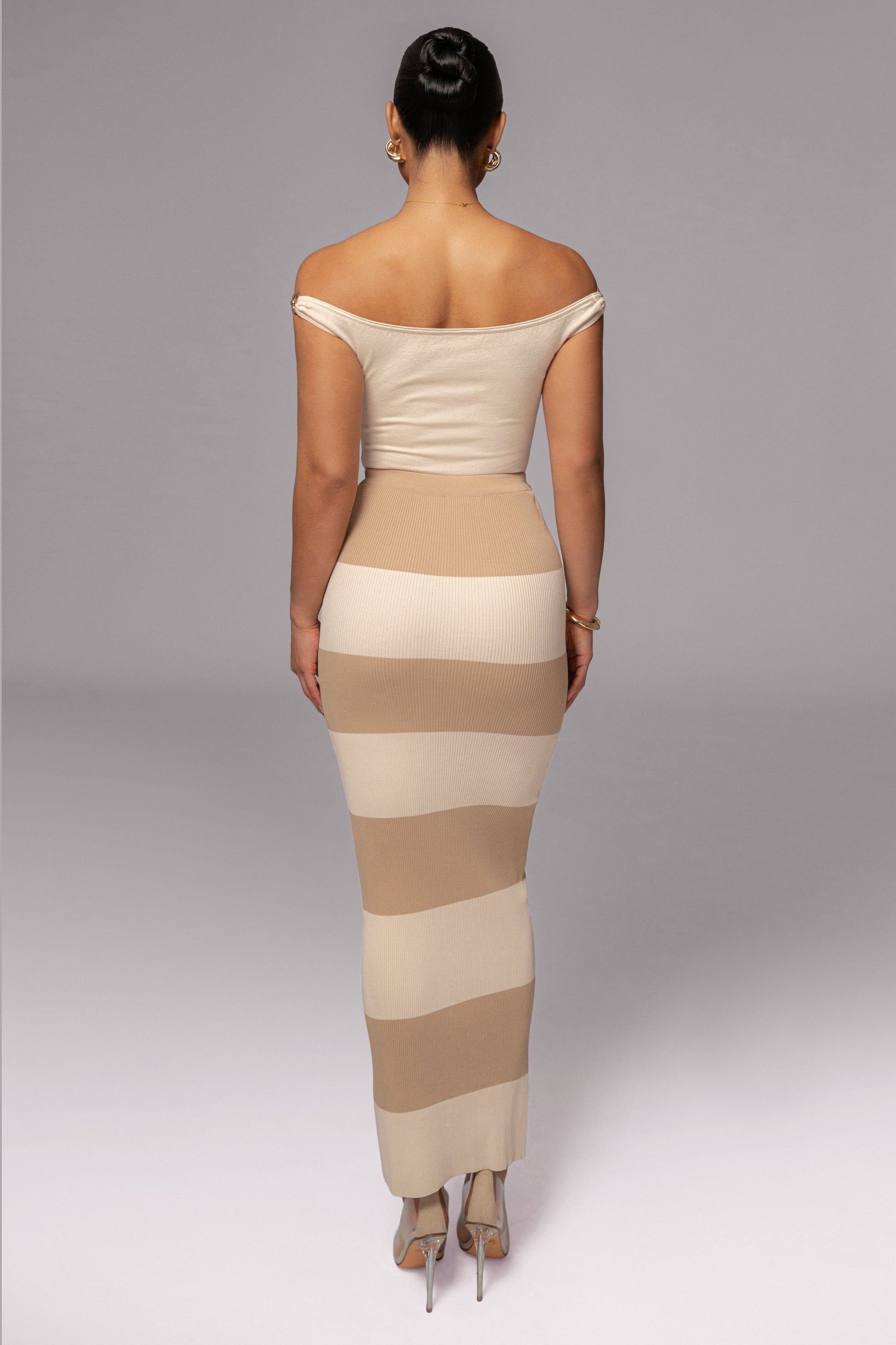 Ivory/Beige Jaide Maxi Knit Skirt JLUXLABEL