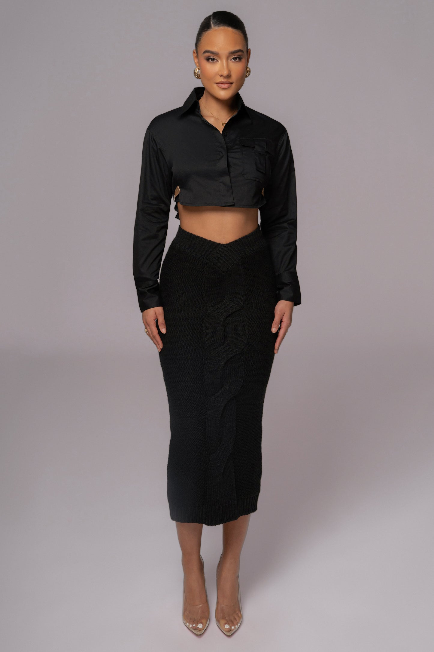Black Close To You Collared Top JLUXLABEL