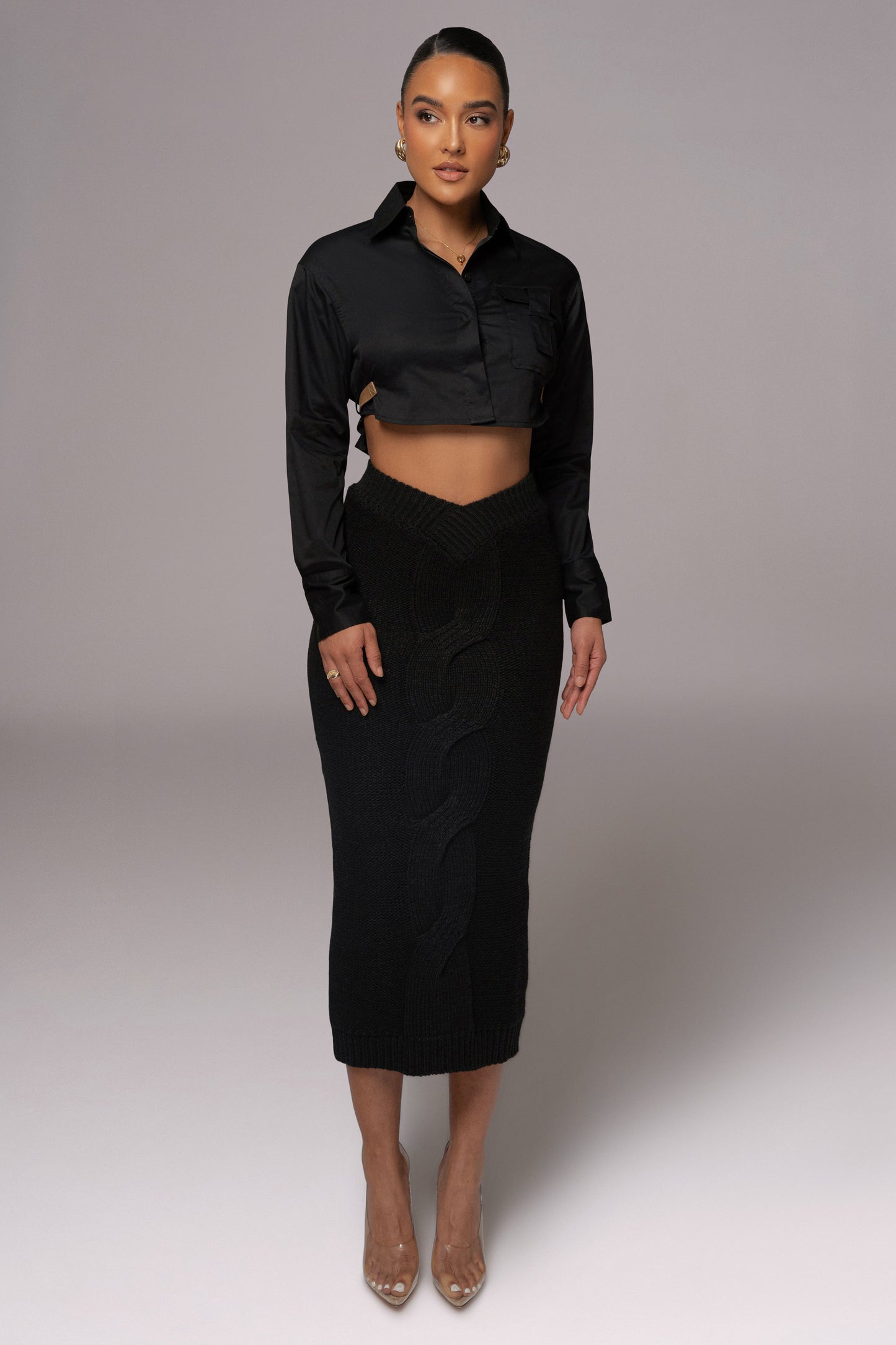 Black Close To You Collared Top JLUXLABEL