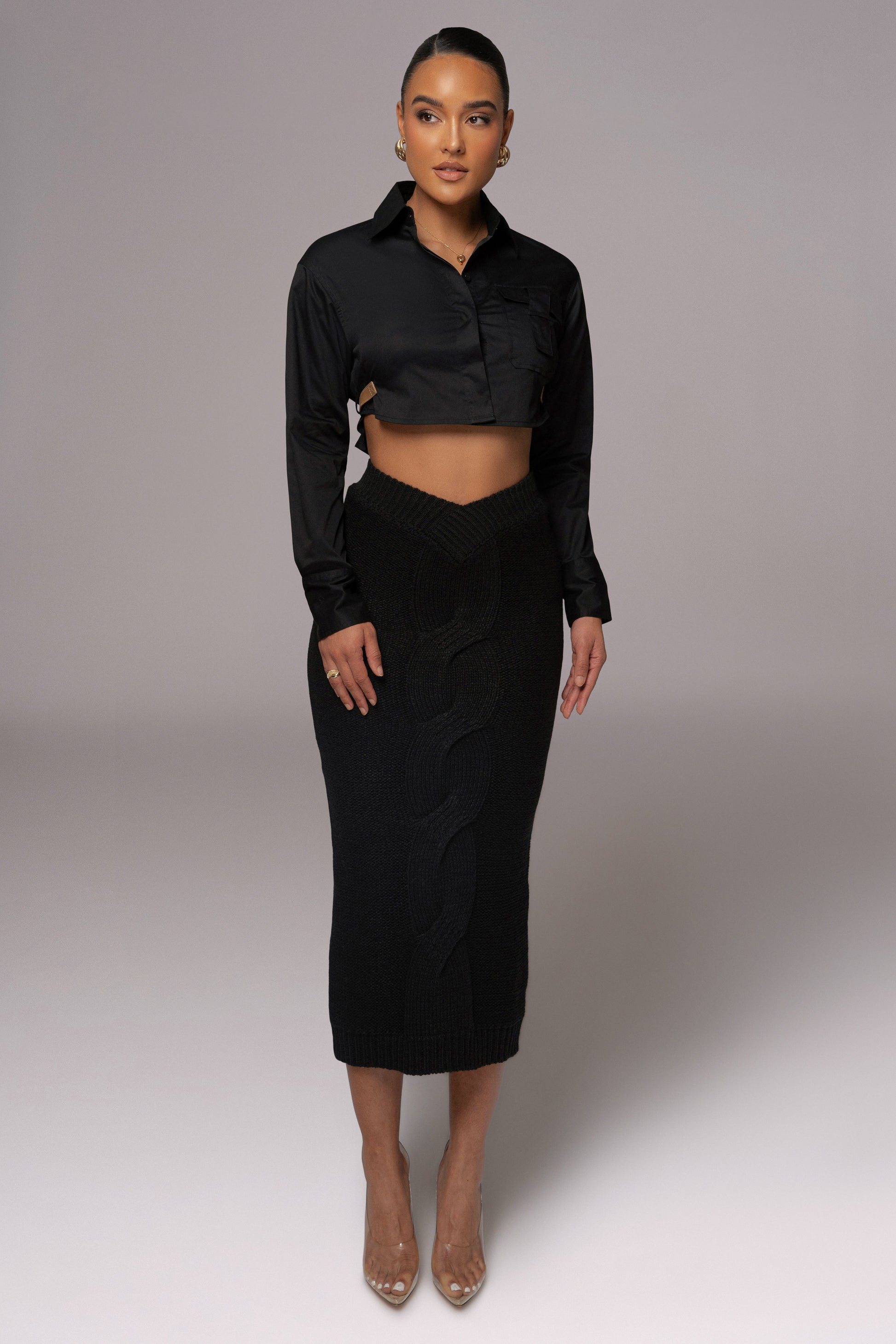 Black Close To You Collared Top JLUXLABEL