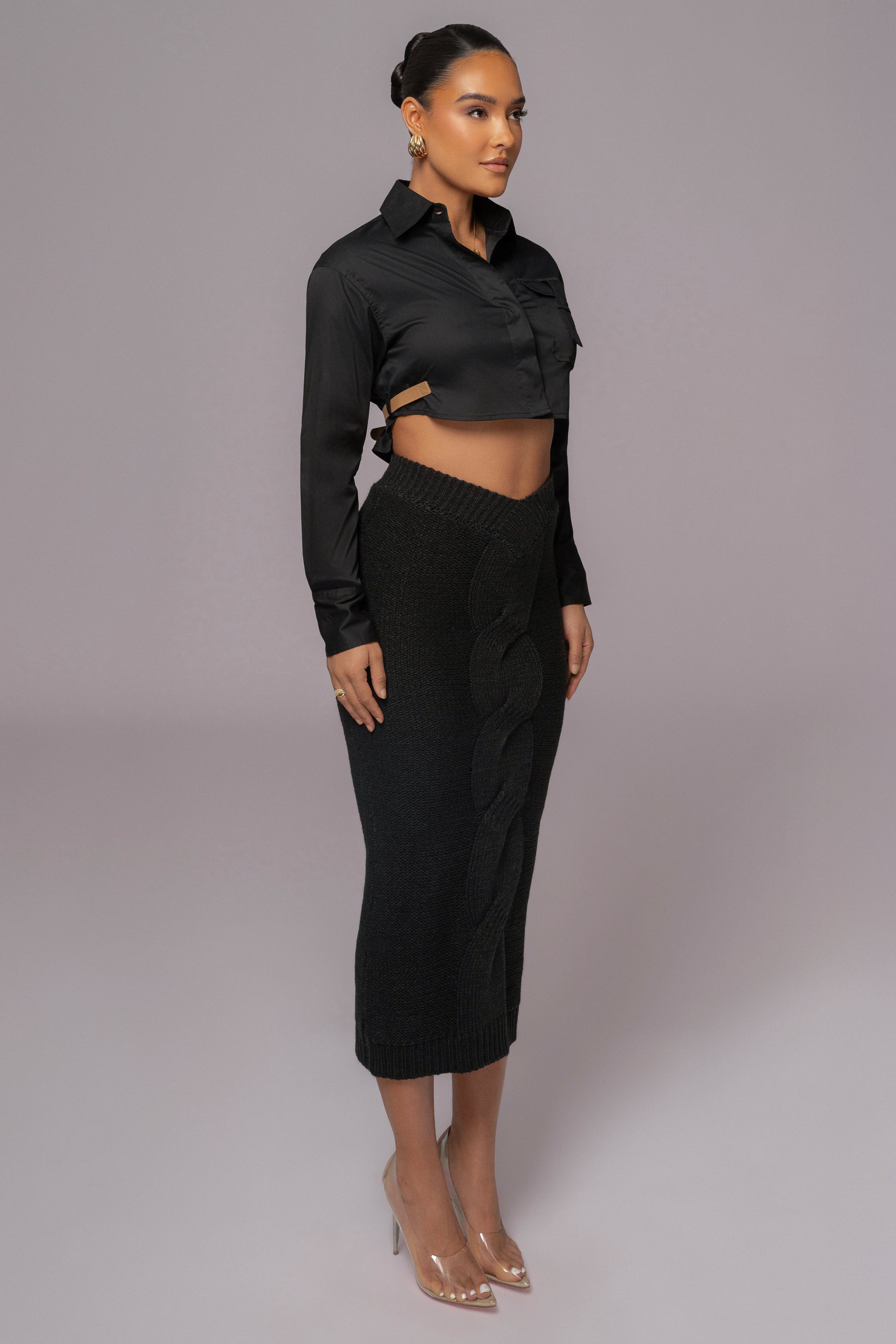 Black Close To You Collared Top JLUXLABEL