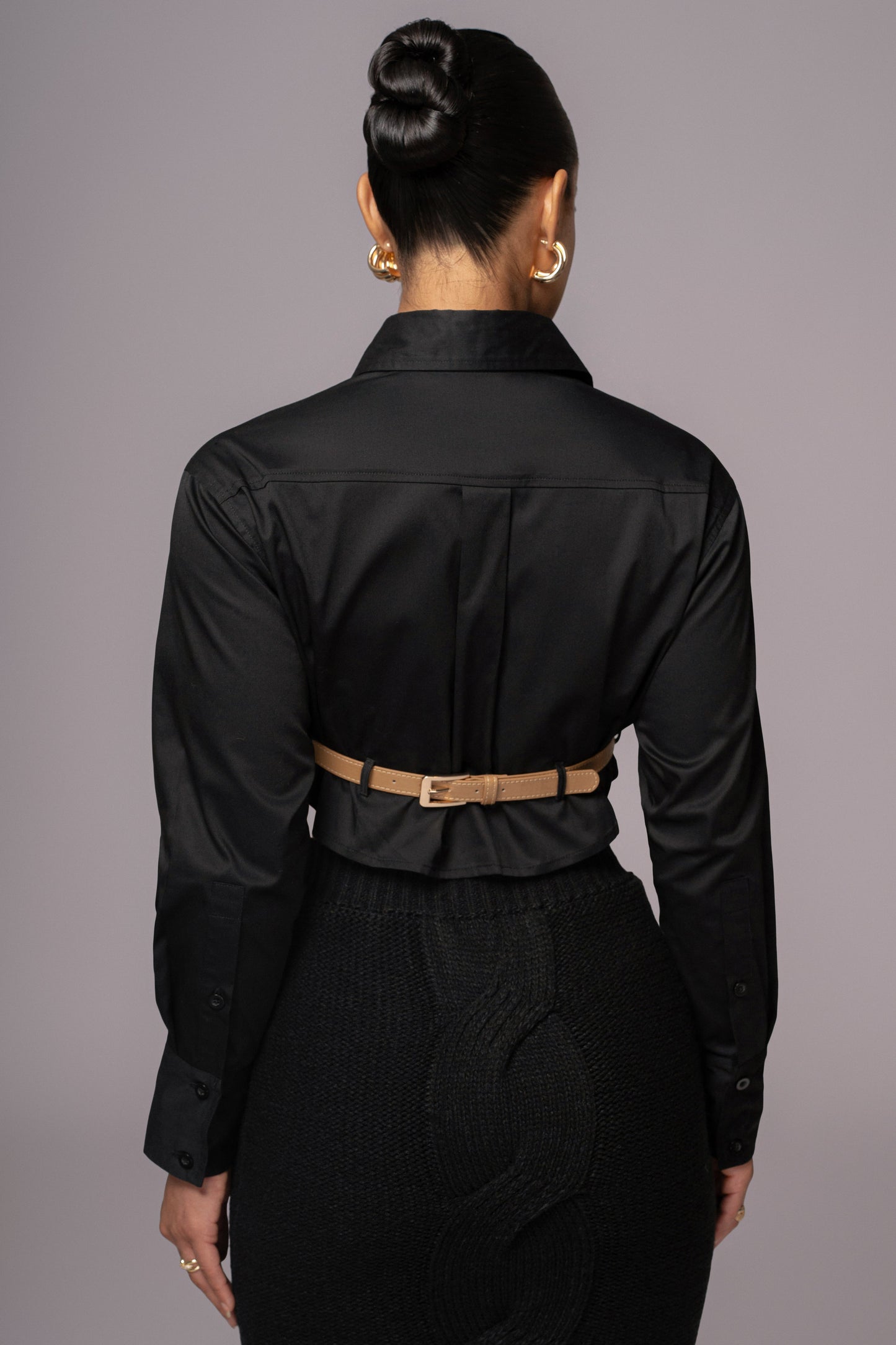 Black Close To You Collared Top JLUXLABEL