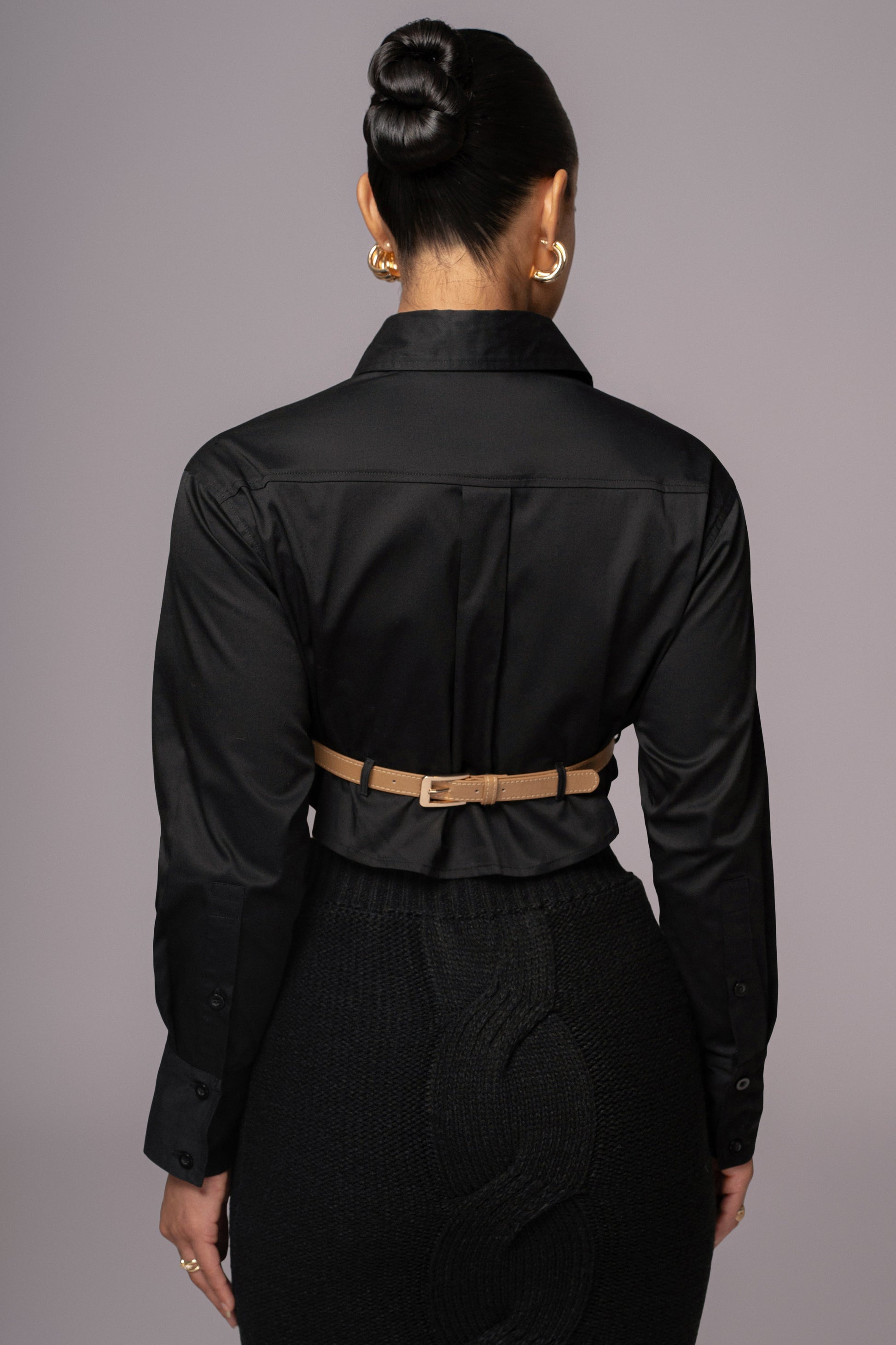 Black Close To You Collared Top JLUXLABEL