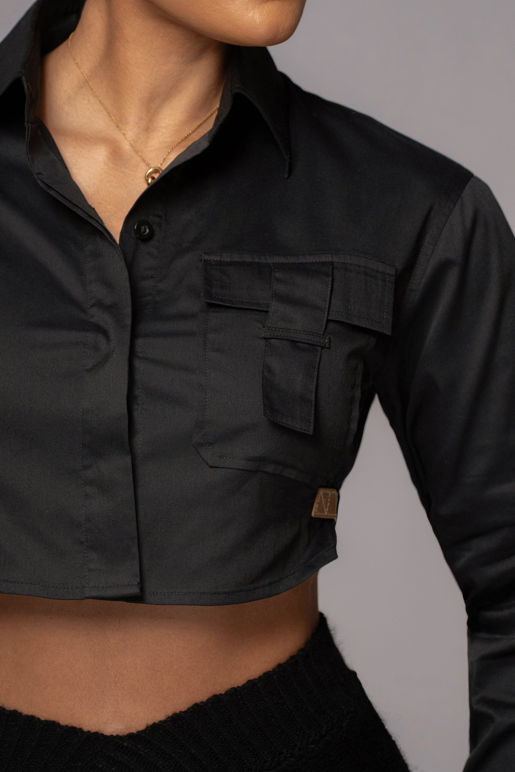 Black Close To You Collared Top JLUXLABEL