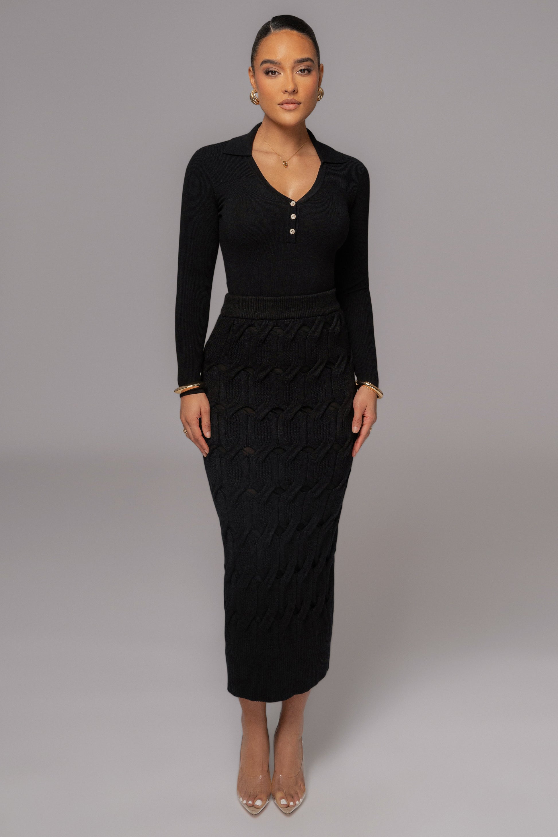 Black Ashley Collared Top JLUXLABEL