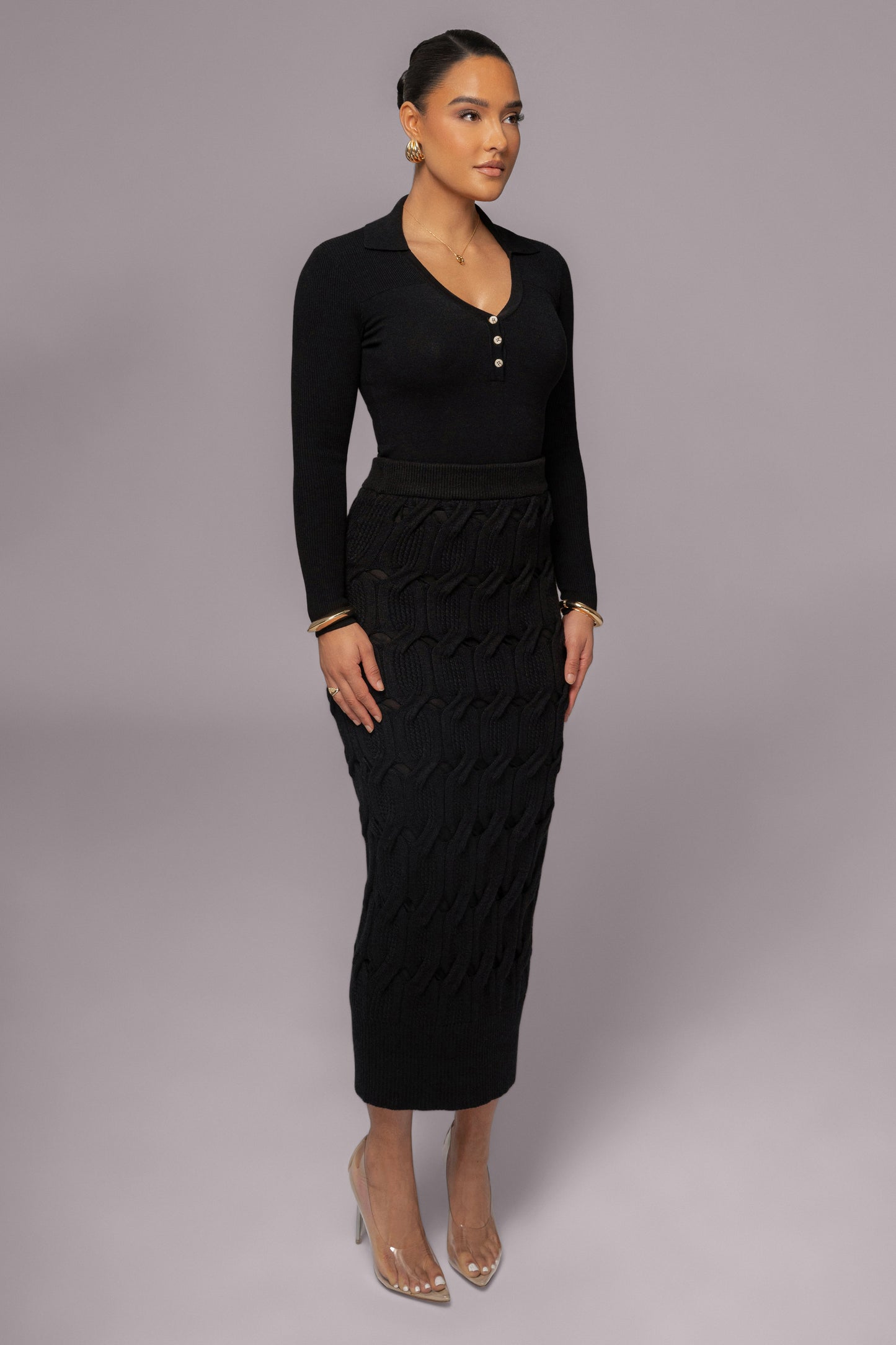 Black Ashley Collared Top JLUXLABEL