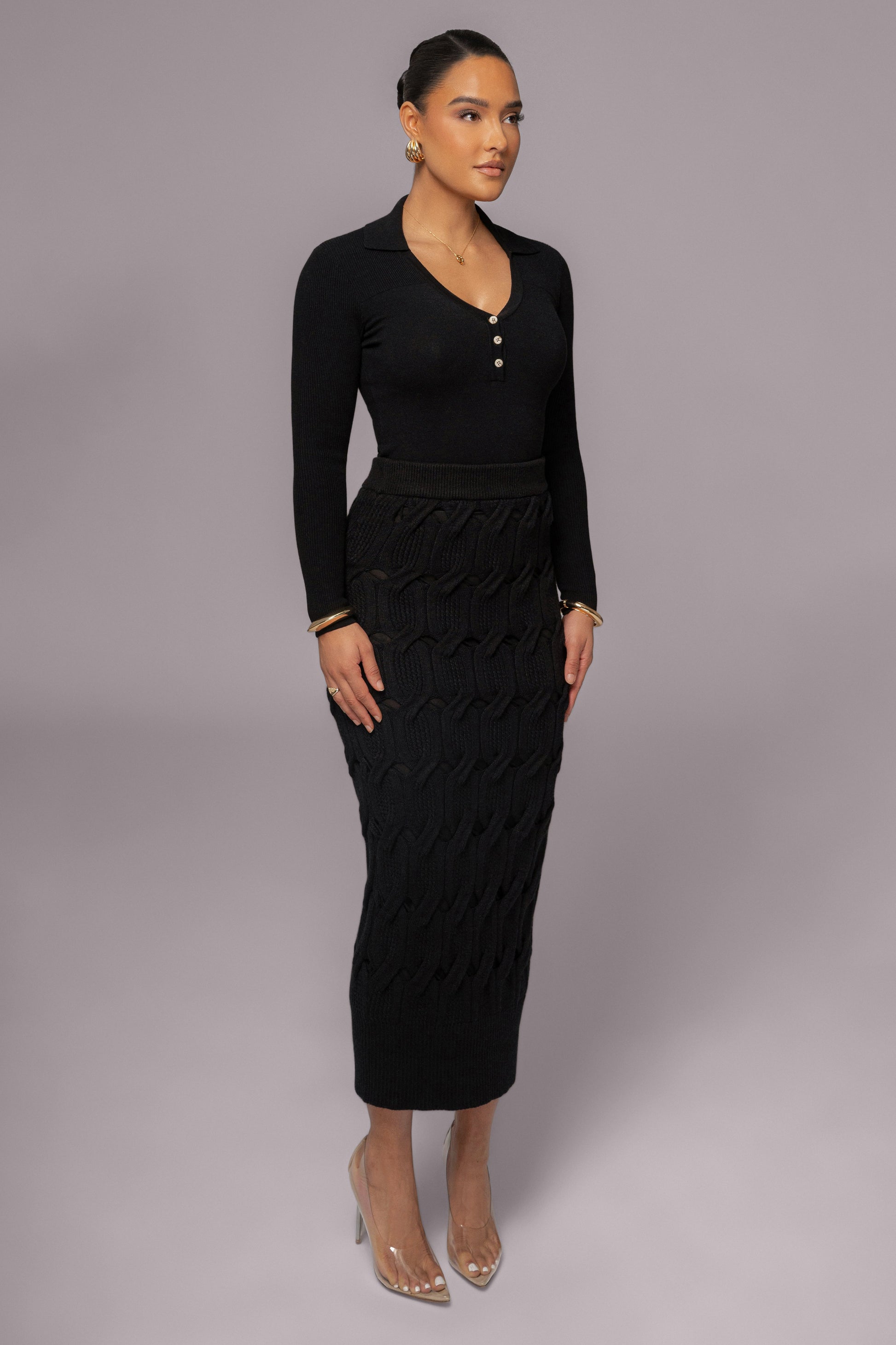 Black Ashley Collared Top JLUXLABEL
