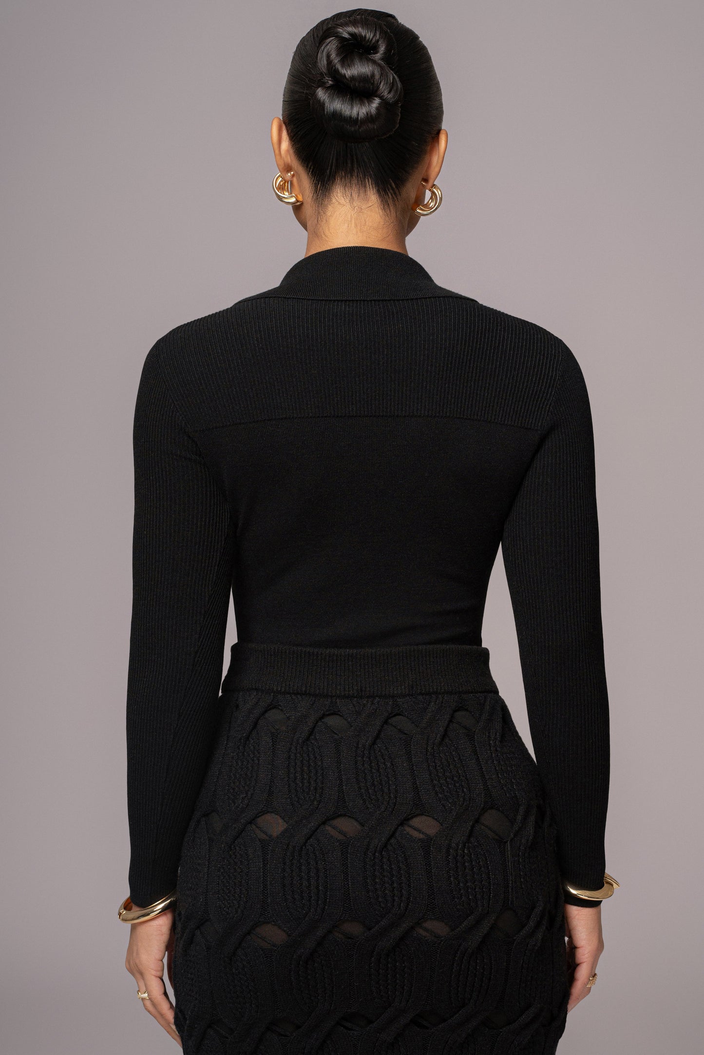 Black Ashley Collared Top JLUXLABEL